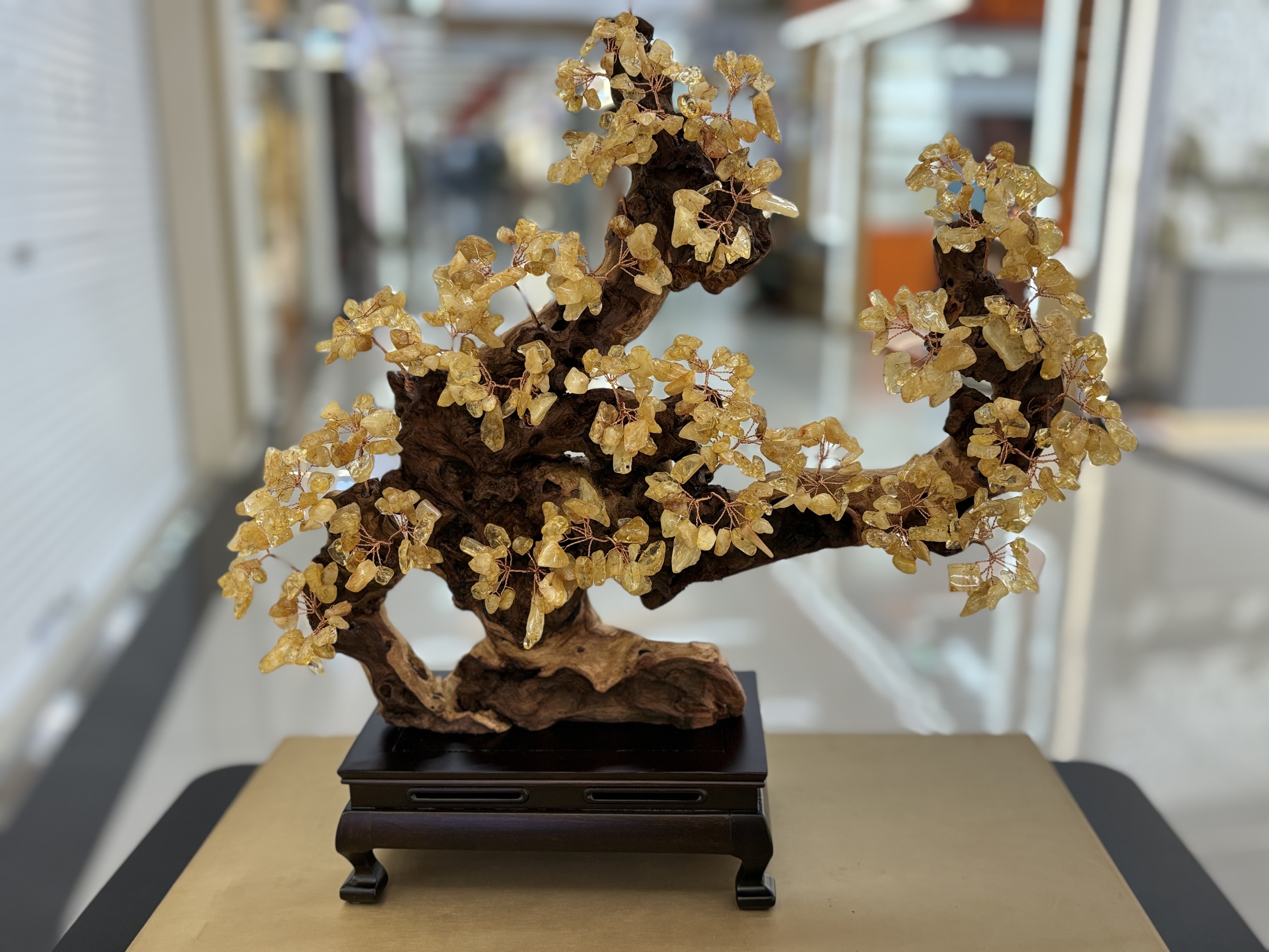 Natural topaze árbol de la fortuna hogar sala de estar zhi qi donglai fortuna decoraciones abrir regalos árbol de la fortuna -6