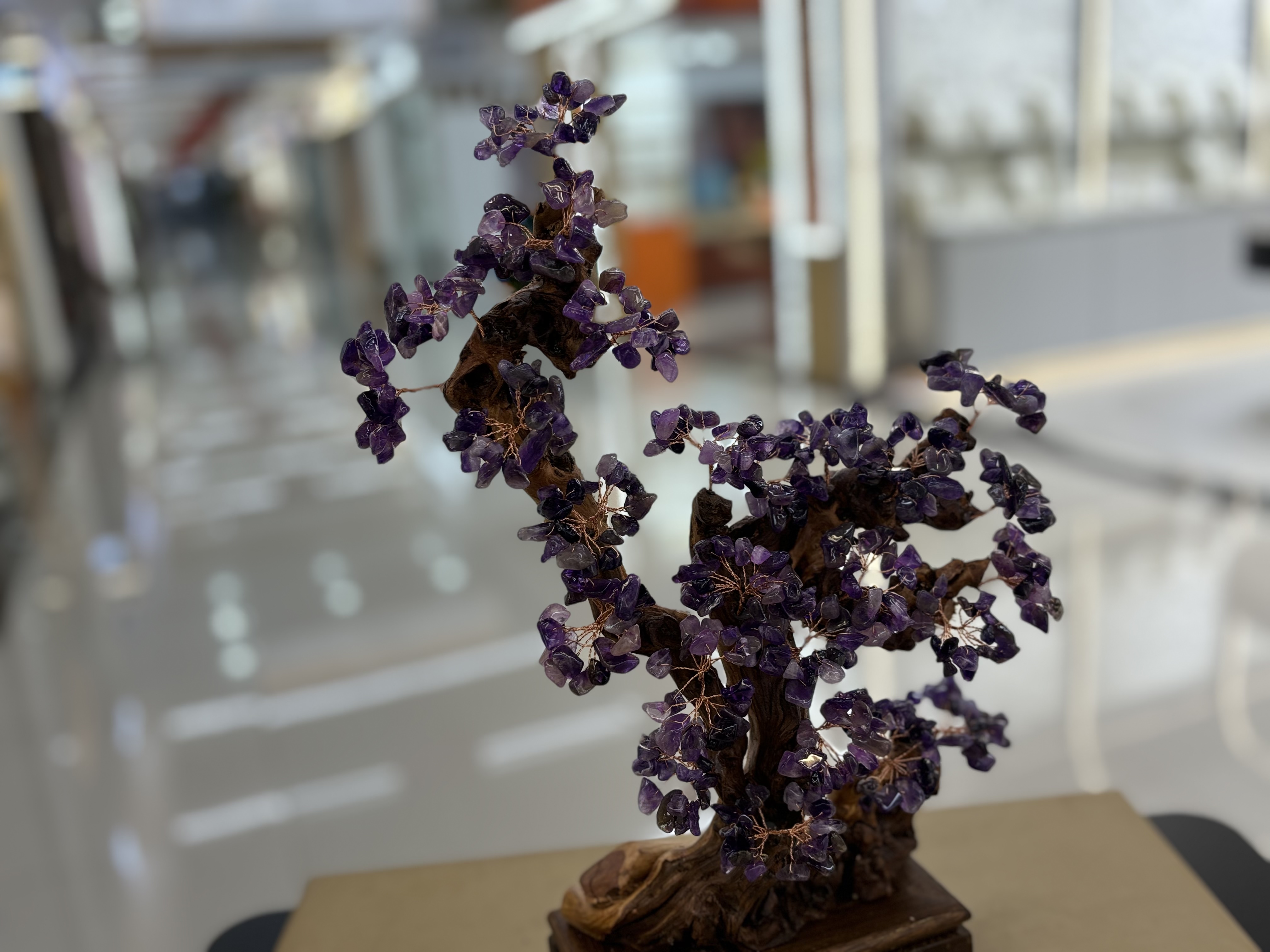 Natural amethyst tree ornaments, home living room entrance hall, company front desk, wealth attraction, money shaking, house protection, housewarming, opening ceremony gifts -4