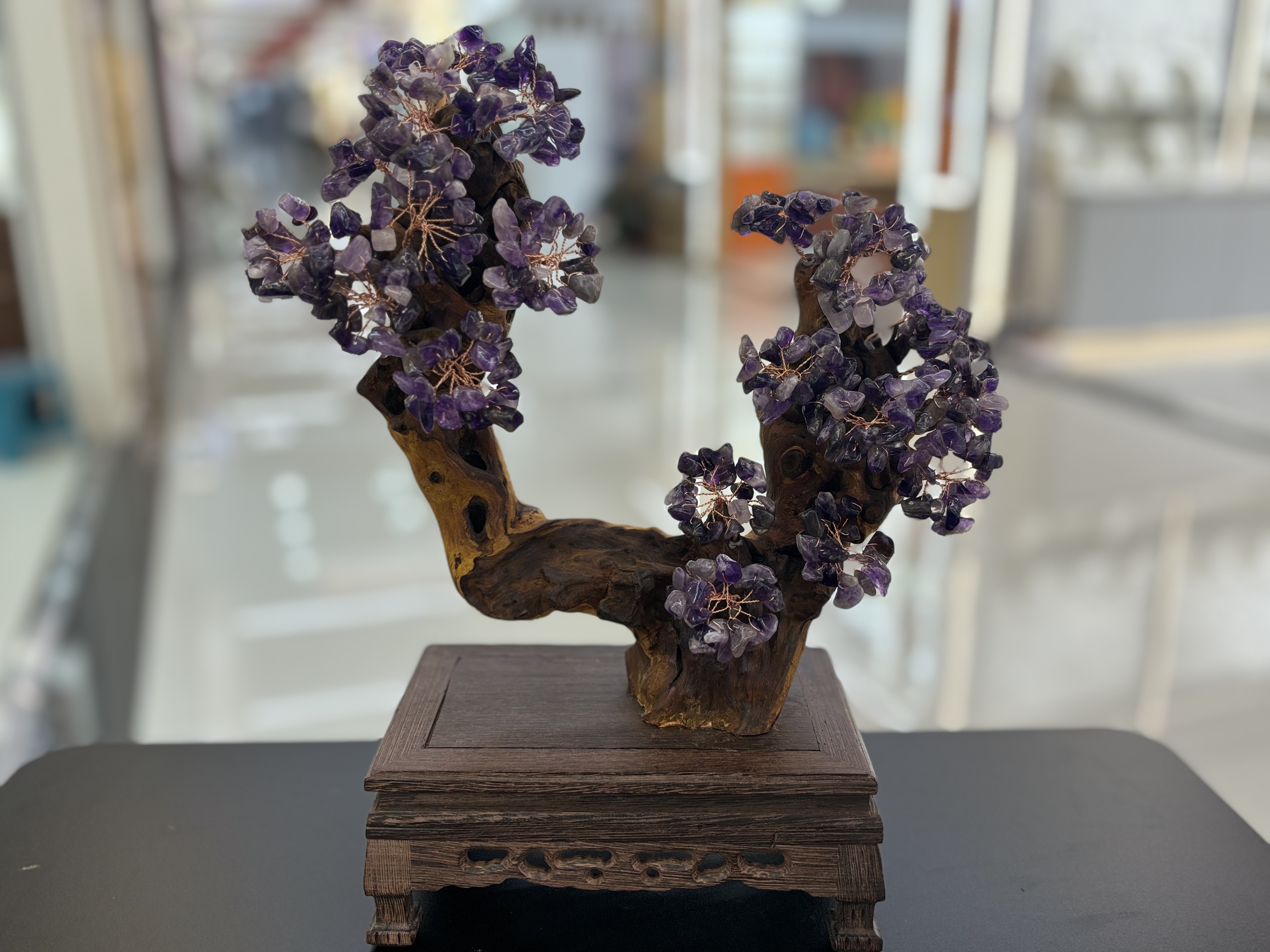 Natural amethyst tree ornaments for home living room, entrance hall, company front desk, attracting wealth, shaking money, warding off evil spirits, housewarming and opening ceremony gifts -15