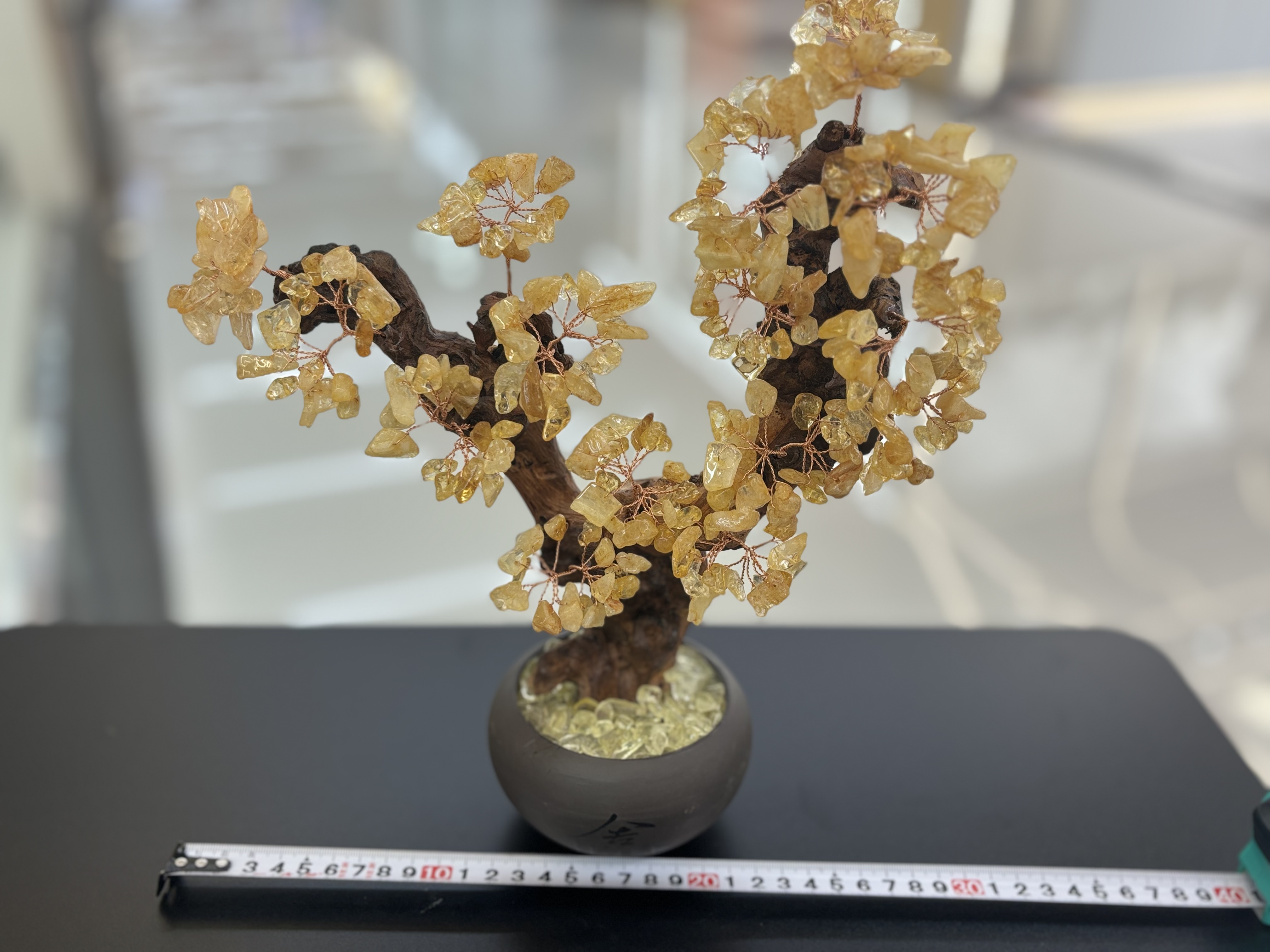 Natural yellow crystal tree ornaments, home living room entrance hall, company front desk, wealth attraction, money shaking, house protection, housewarming, opening ceremony gifts -11 detail image 4