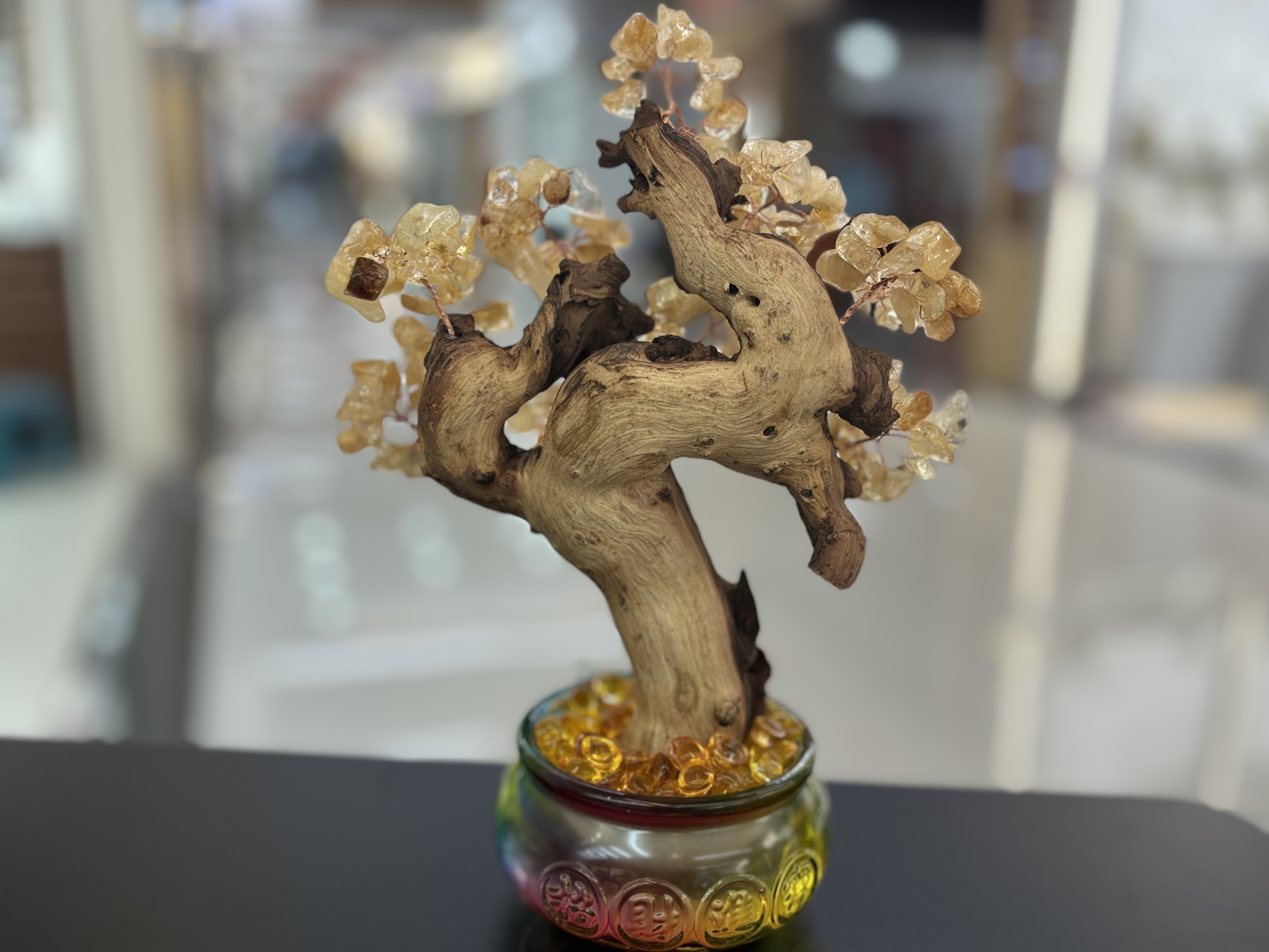 Yellow crystal Wealth tree, store opening, Money tree, moving, indoor entrance hall, wealth gathering feng shui decoration -13 detail image 4