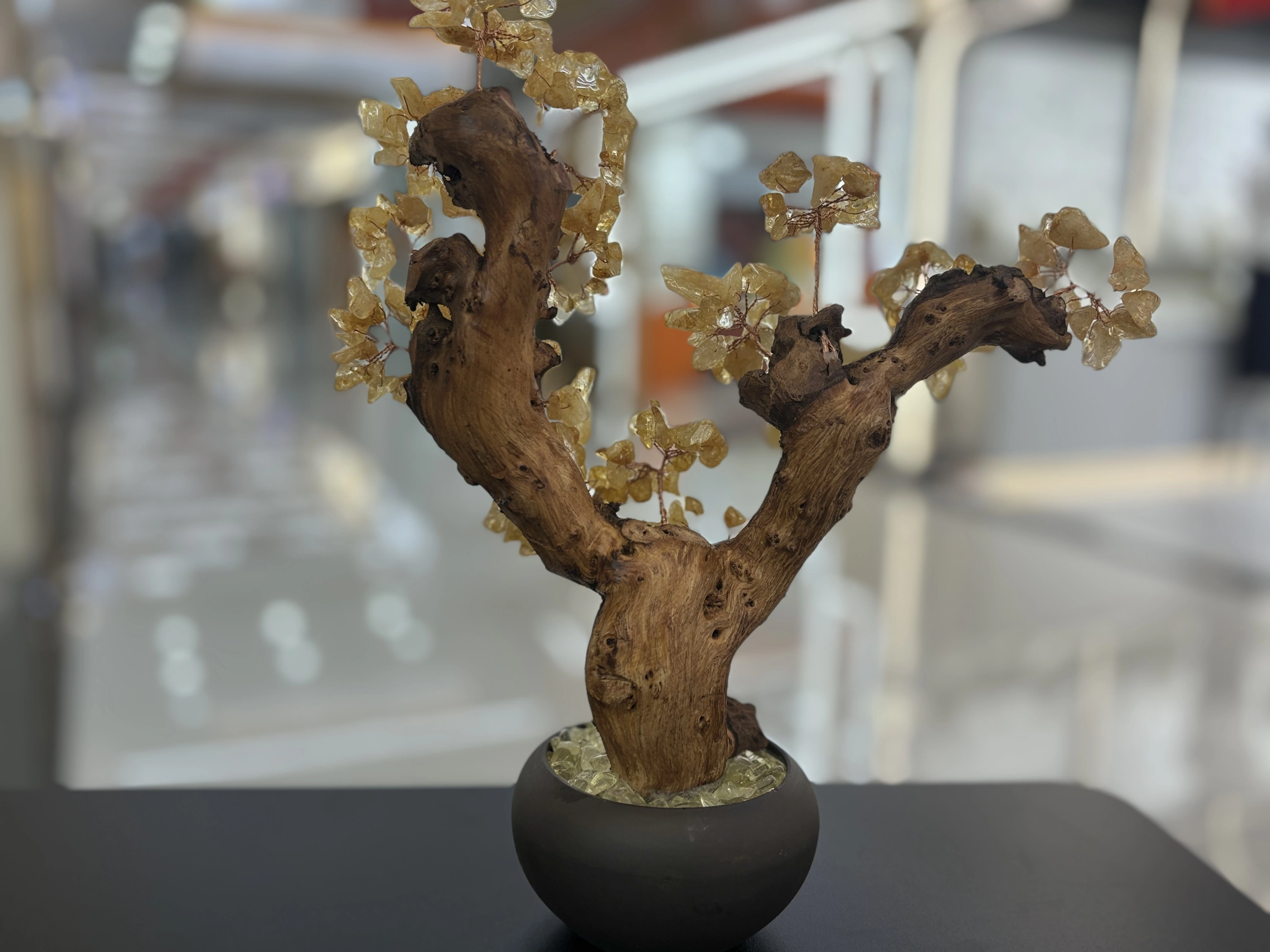 Natural yellow crystal tree ornaments, home living room entrance hall, company front desk, wealth attraction, money shaking, house protection, housewarming, opening ceremony gifts -11 detail image 3