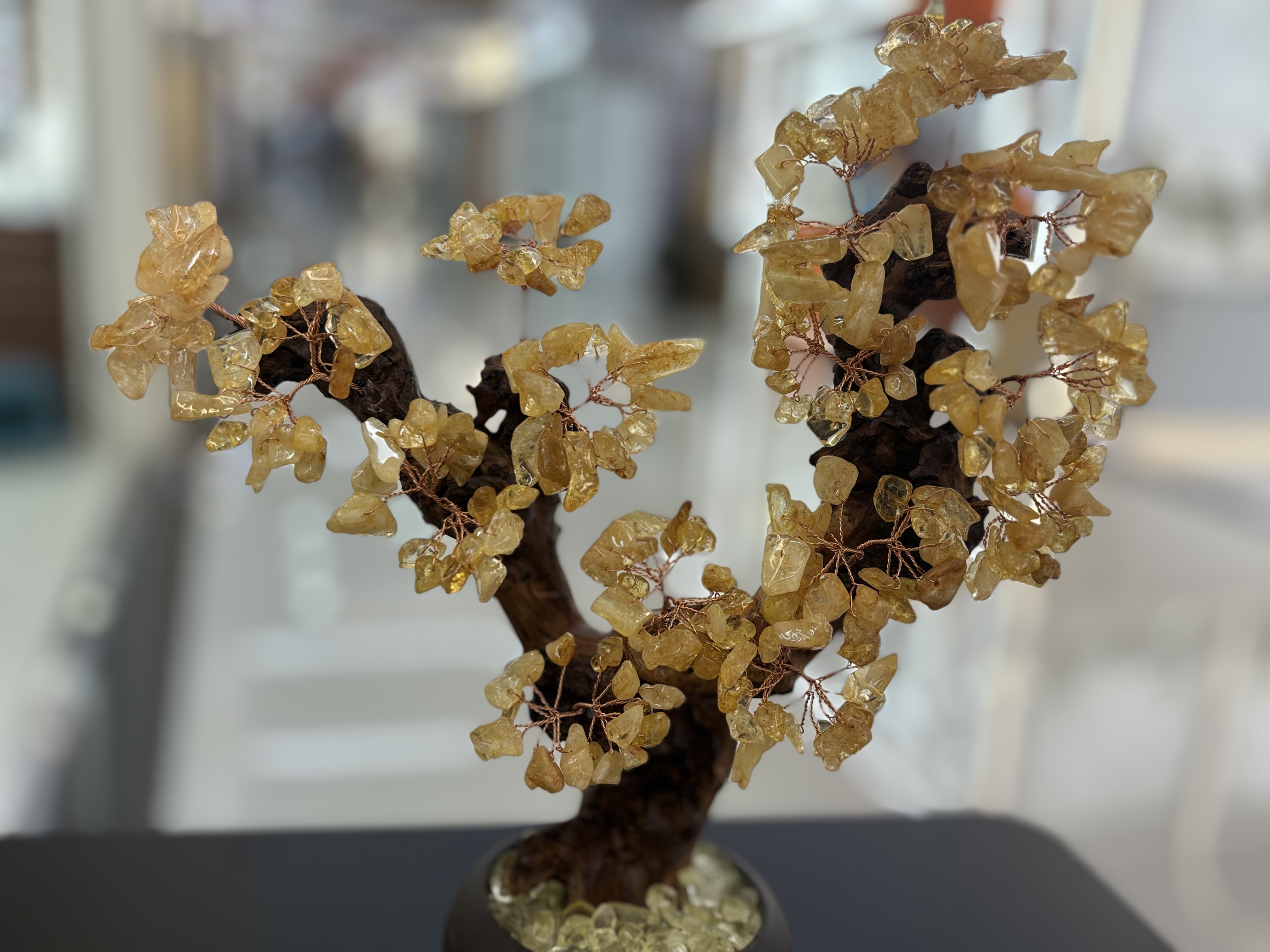 Natural yellow crystal tree ornaments, home living room entrance hall, company front desk, wealth attraction, money shaking, house protection, housewarming, opening ceremony gifts -11 detail image 2
