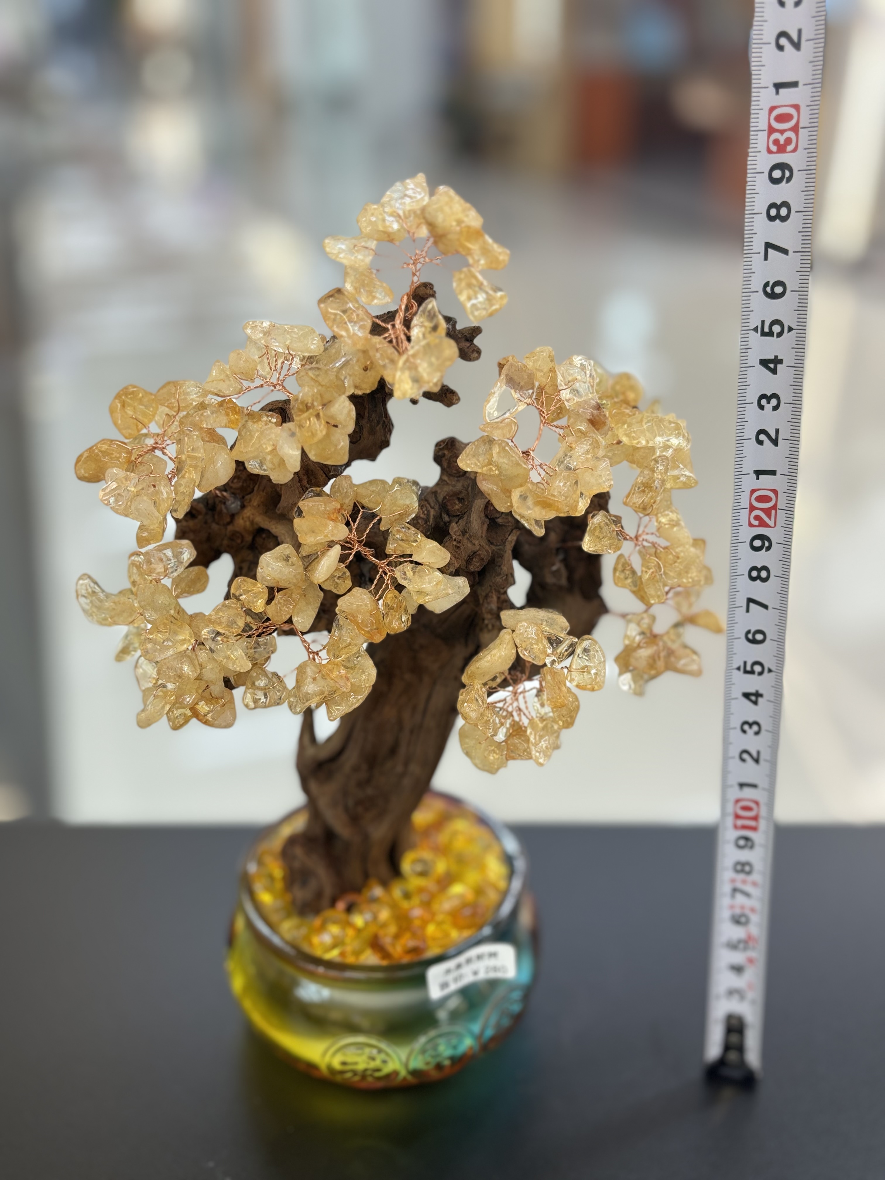 Yellow crystal Wealth tree, store opening, Money tree, moving, indoor entrance hall, wealth gathering feng shui decoration -13 Item Picture
