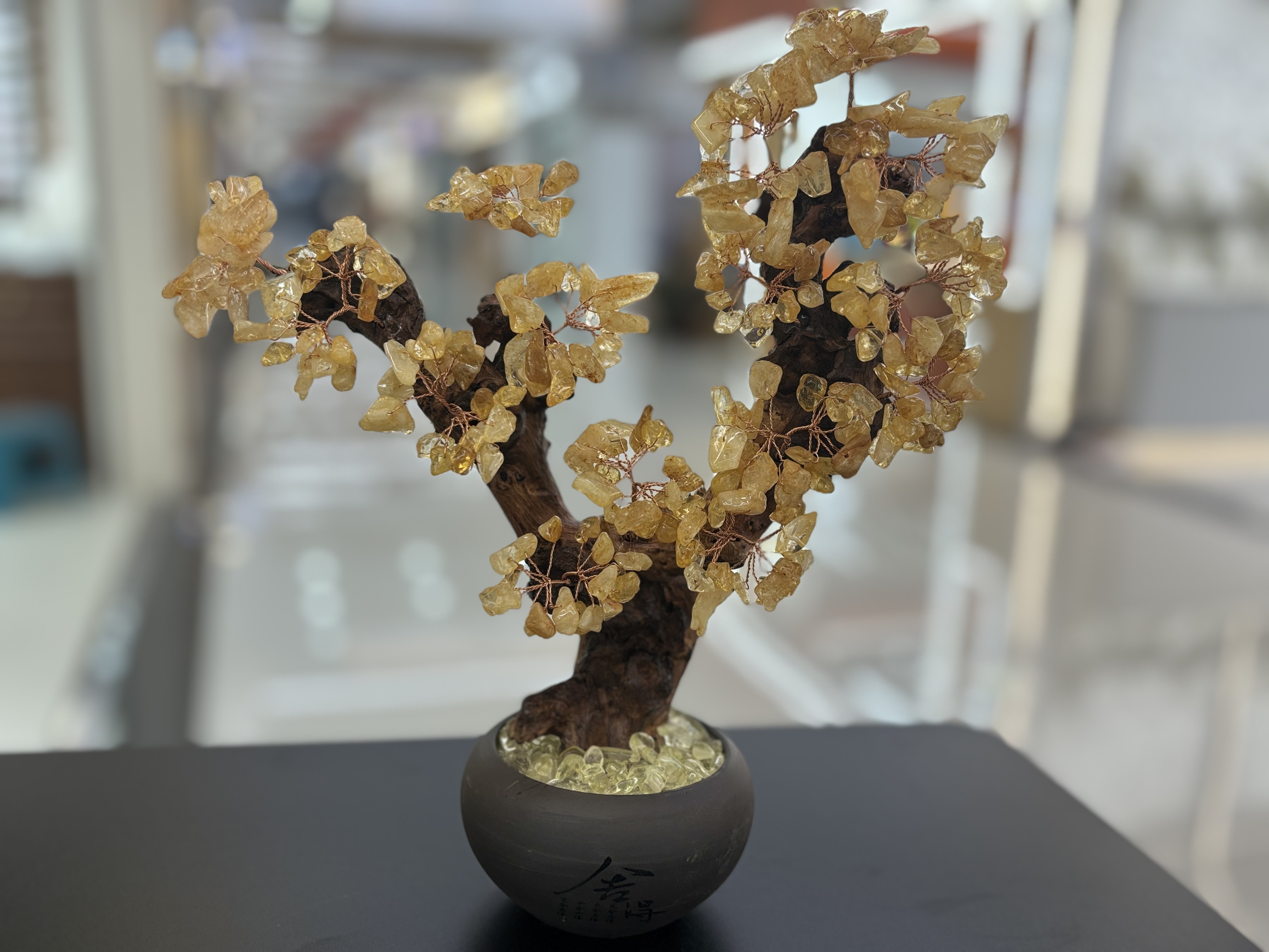 Natural yellow crystal tree ornaments, home living room entrance hall, company front desk, wealth attraction, money shaking, house protection, housewarming, opening ceremony gifts -11 detail image 1