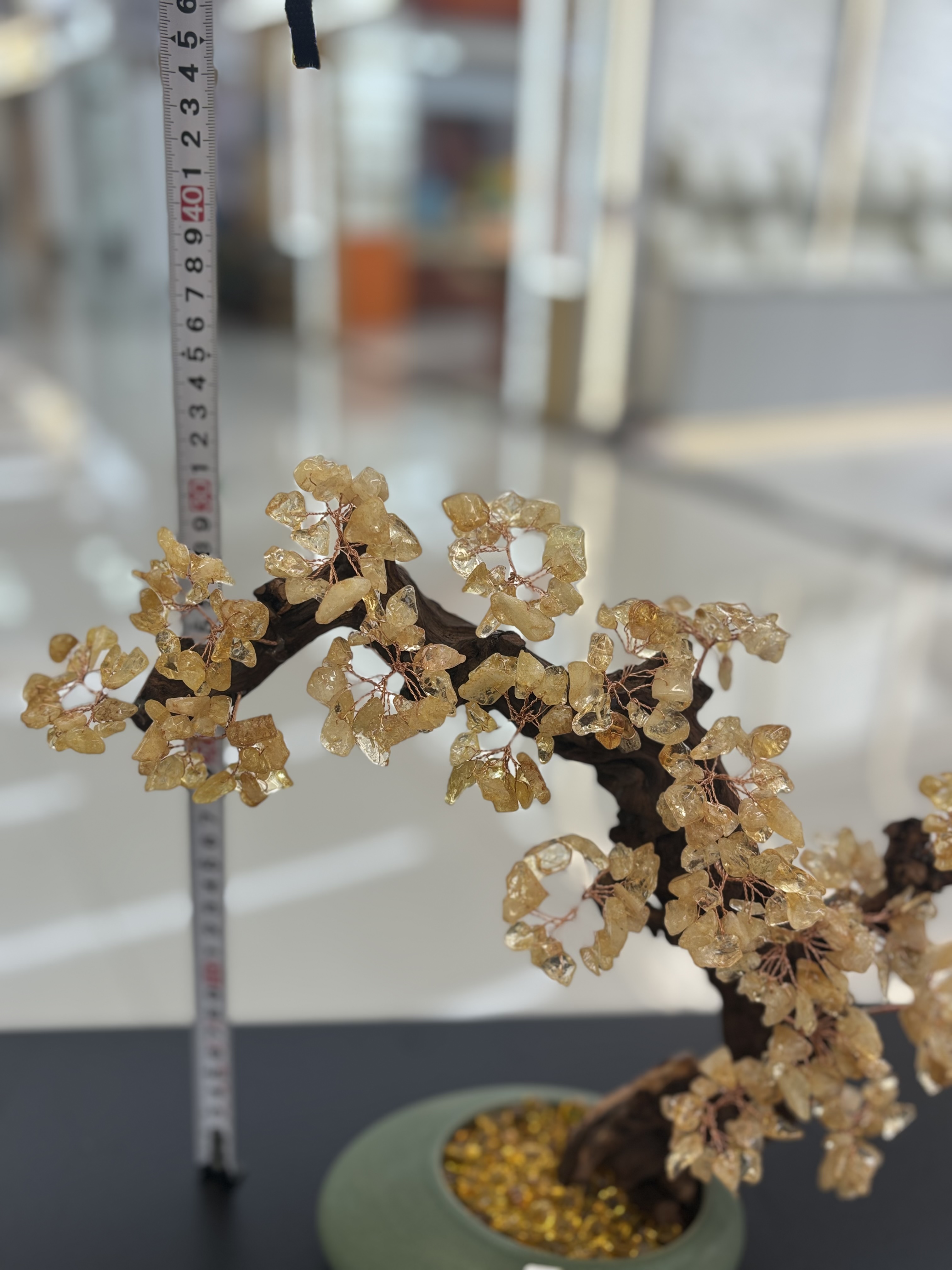 Natural topázio árbol exhibidor casa sala de estar puerta de la empresa recepción hacer dinero sacudiendo dinero casa de la ciudad inauguración de la casa regalos -10 Item Picture