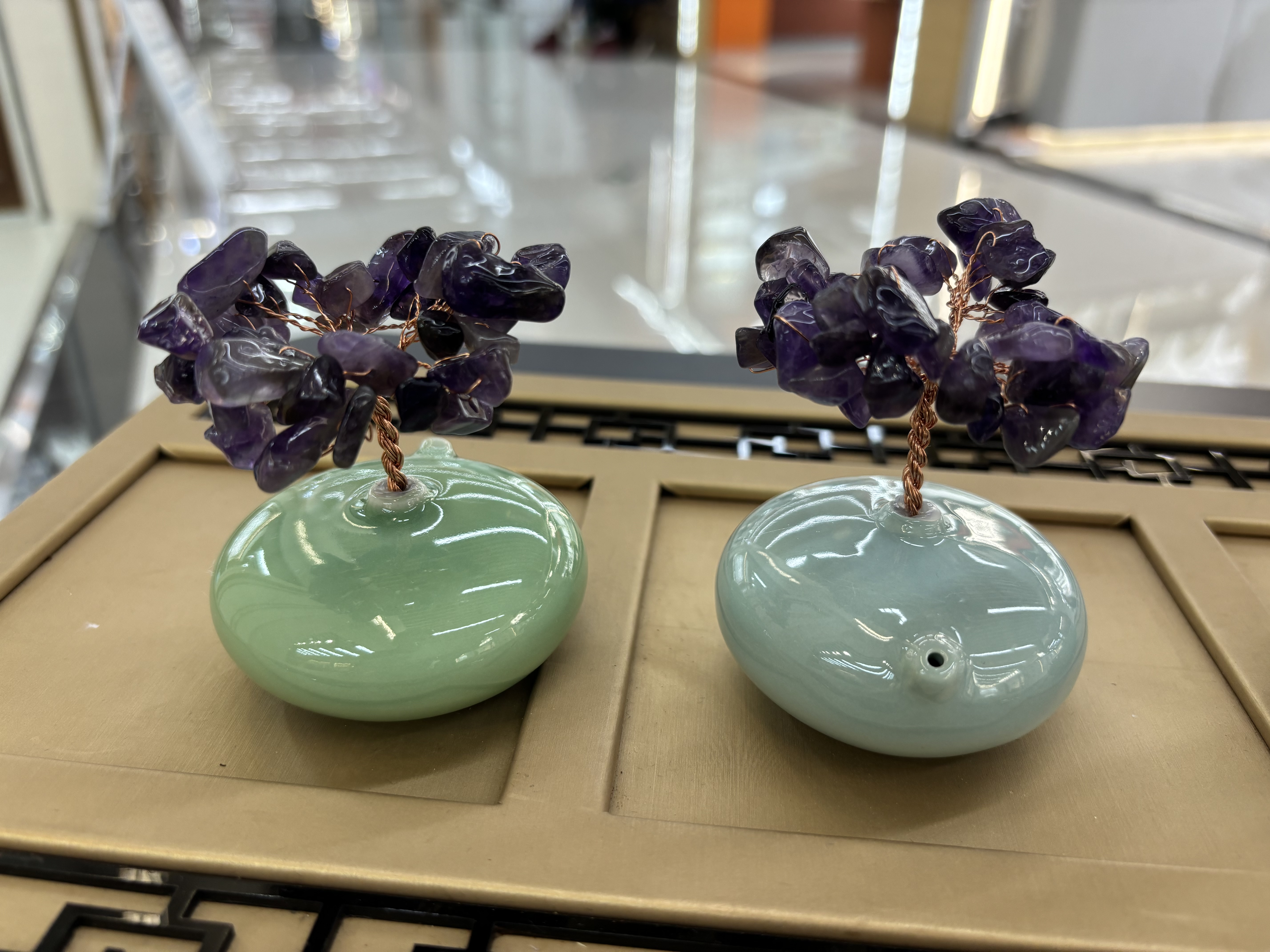 Natural yellow crystal money tree small ornament, pink and purple for attracting wealth, office good item, workstation healing desk creative gift -32 detail image 8