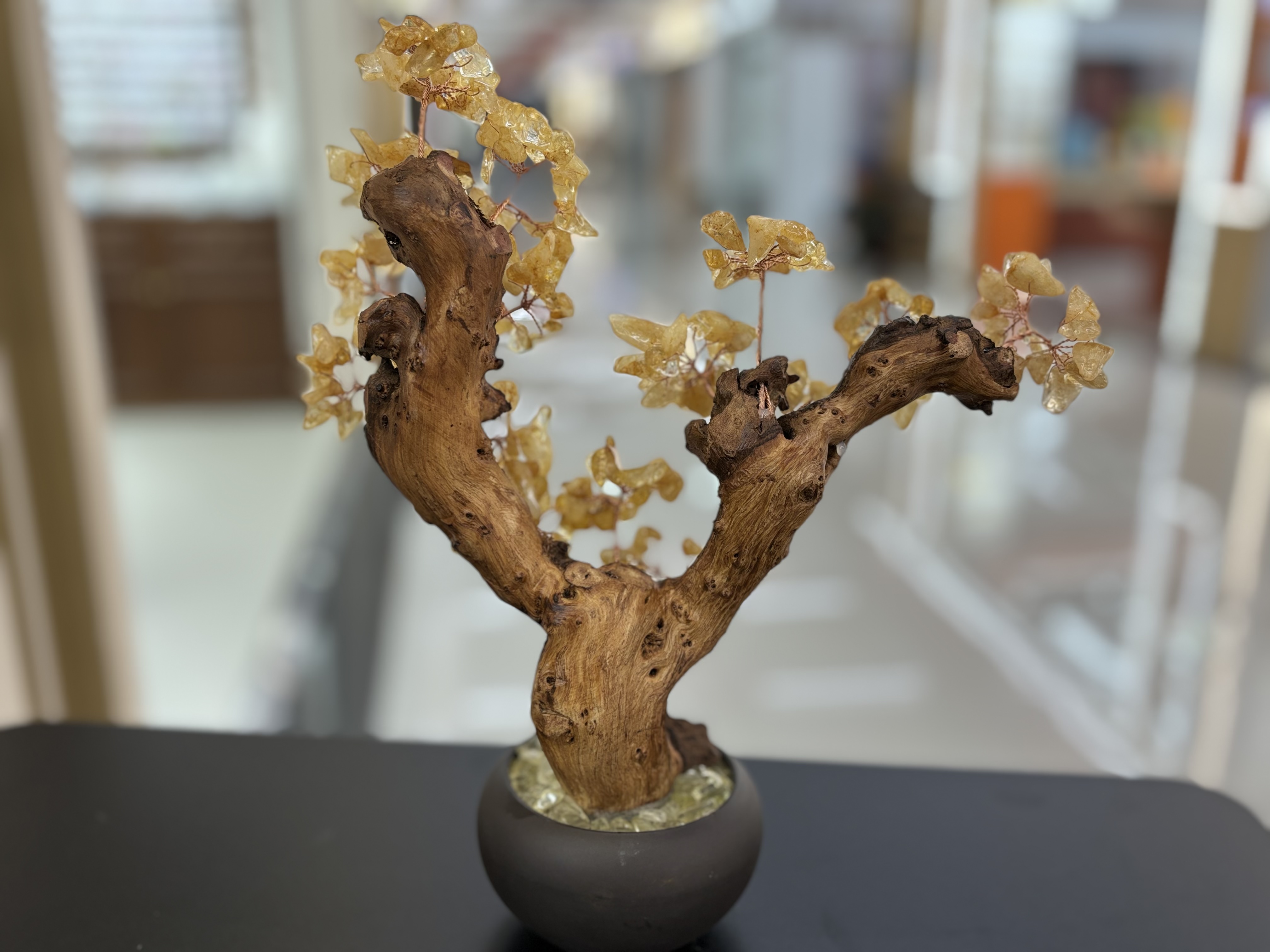 Natural yellow crystal tree ornaments, home living room entrance hall, company front desk, wealth attraction, money shaking, house protection, housewarming, opening ceremony gifts -25 detail image 6