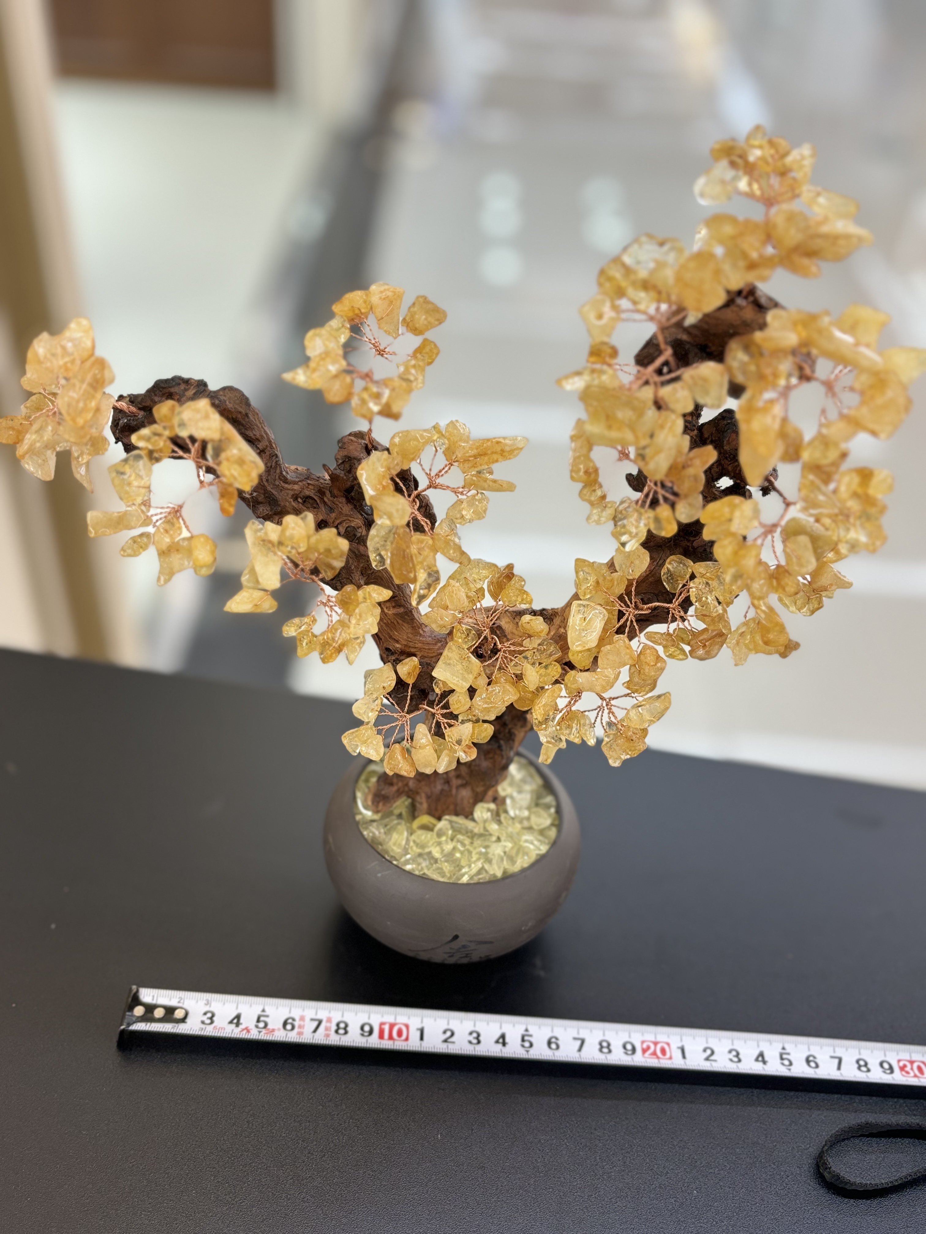 Natural yellow crystal tree ornaments, home living room entrance hall, company front desk, wealth attraction, money shaking, house protection, housewarming, opening ceremony gifts -25 detail image 7