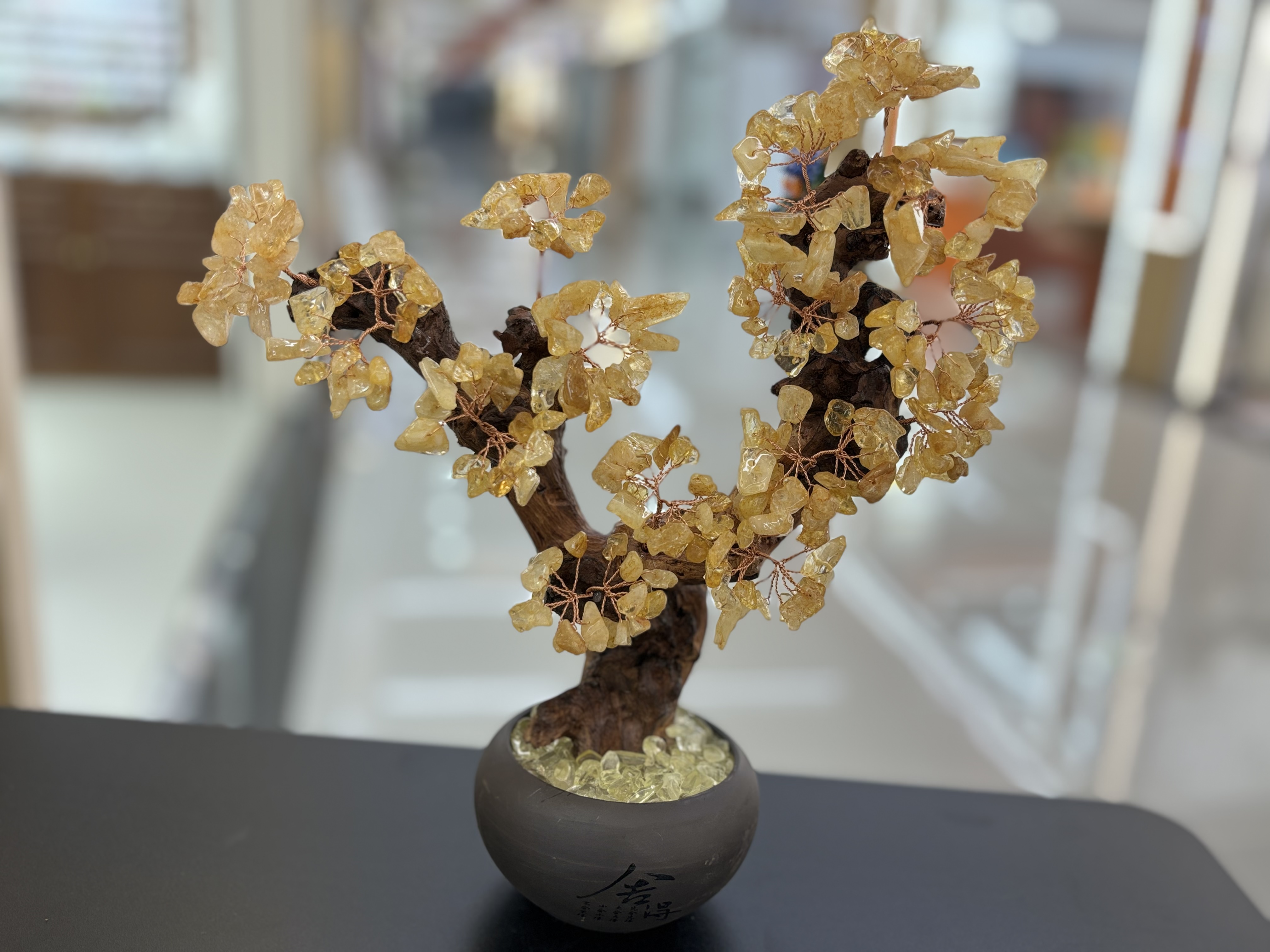 Natural yellow crystal tree ornaments, home living room entrance hall, company front desk, wealth attraction, money shaking, house protection, housewarming, opening ceremony gifts -25 detail image 4
