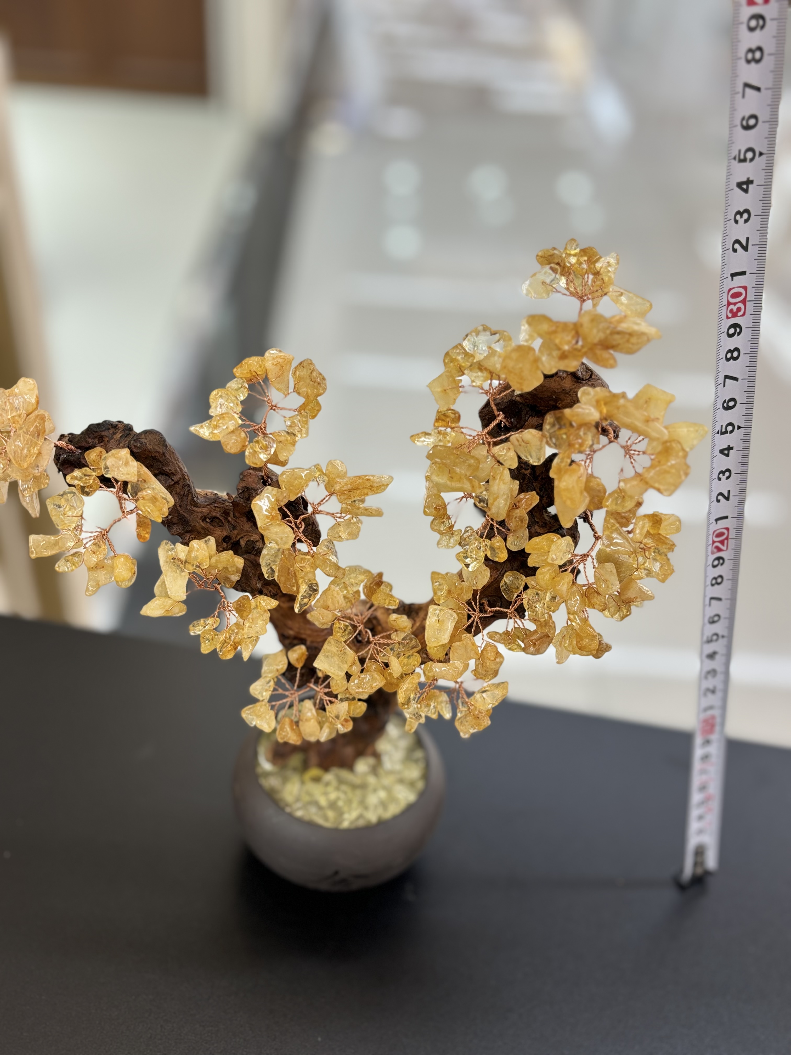 Natural yellow crystal tree ornaments, home living room entrance hall, company front desk, wealth attraction, money shaking, house protection, housewarming, opening ceremony gifts -25 detail image 8