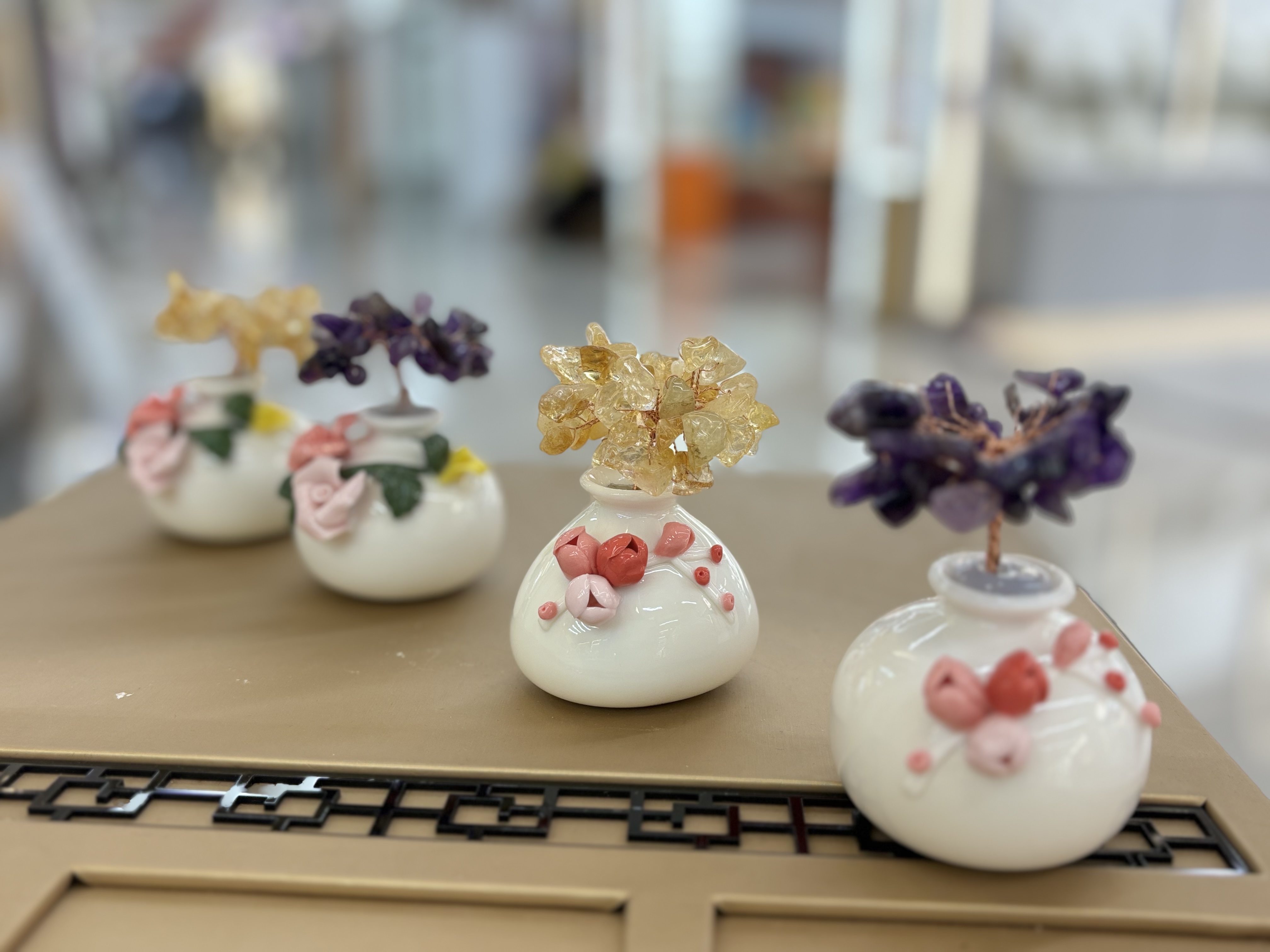 Natural citrino hacer fortuna árbol jike rosa púrpura oficina de finanzas buen objeto estación de trabajo curación escritorio regalos creativos -35 details Picture