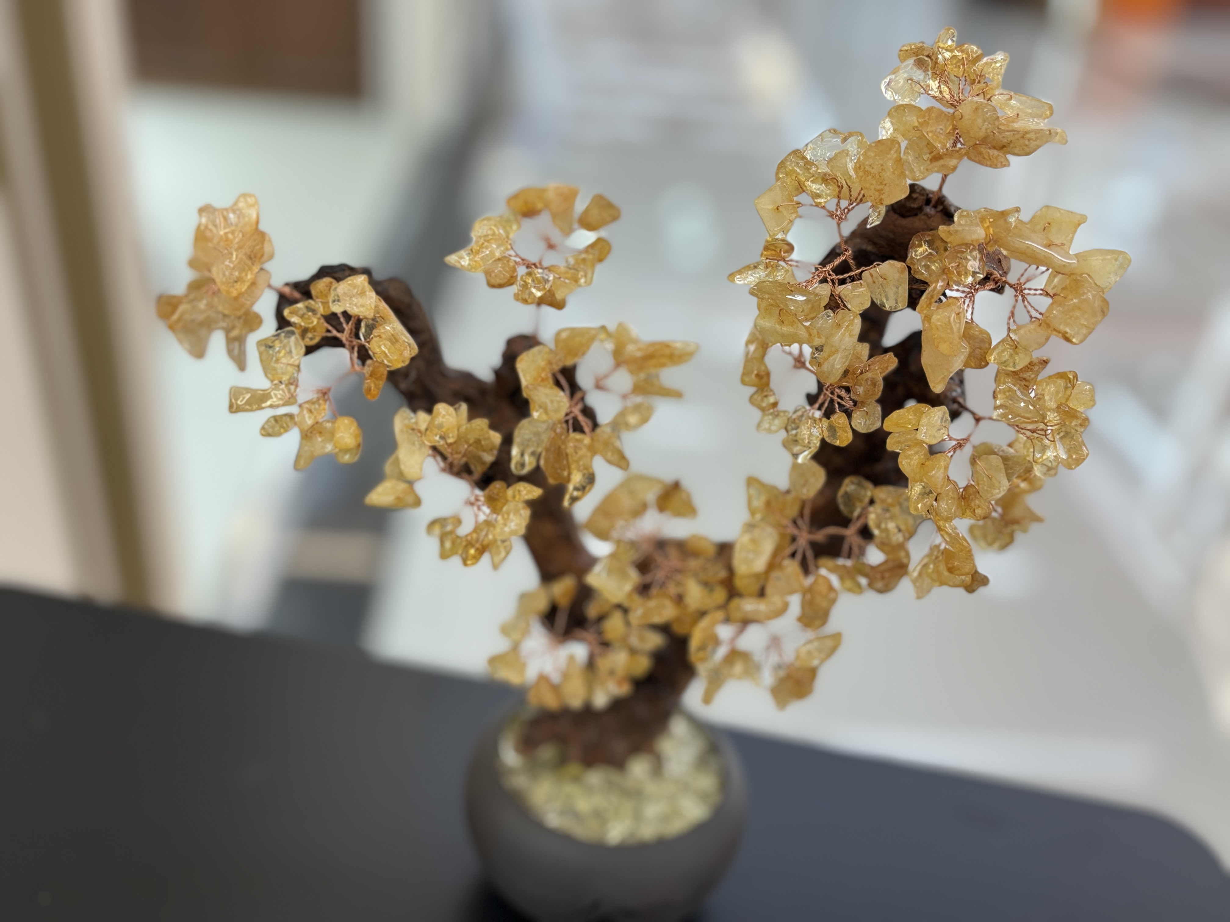 Natural yellow crystal tree ornaments, home living room entrance hall, company front desk, wealth attraction, money shaking, house protection, housewarming, opening ceremony gifts -25 detail image 5