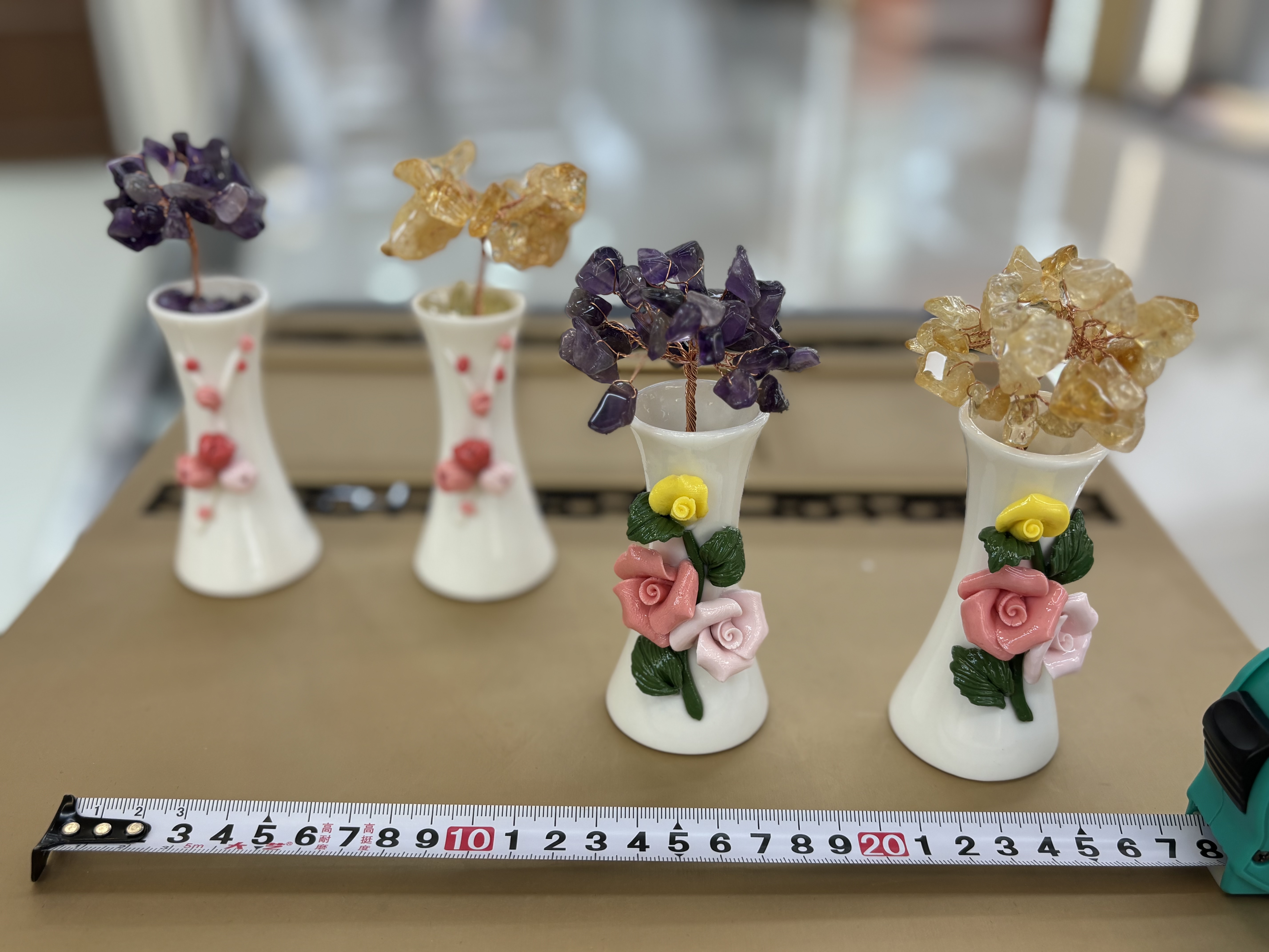 Natural yellow crystal money tree small ornament, pink and purple for attracting wealth, office good item, workstation healing desk creative gift -34 detail image 8