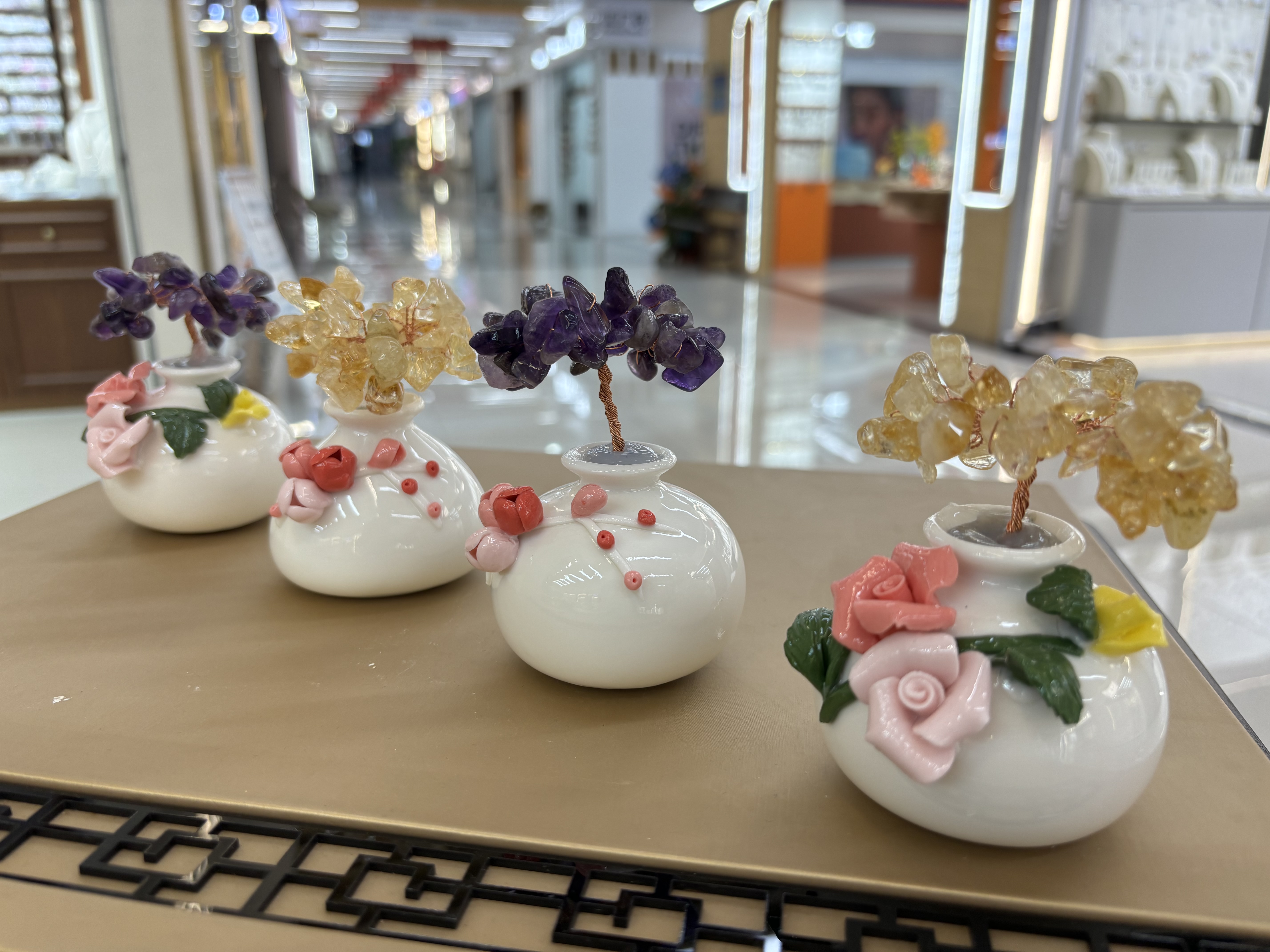 Natural citrino hacer fortuna árbol jike rosa púrpura oficina de finanzas buen objeto estación de trabajo curación escritorio regalos creativos -35 Item Picture