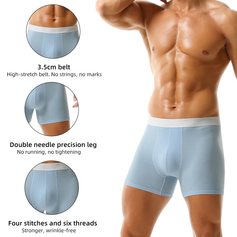 Men's long straight-leg underwear solid color mid-length sports four-corner pants anti-leg friction breathable men's underwear wholesale OEM men's underwear Men's underwear Men's long straight-leg underwear solid color mid-length sports four-corner pants anti-leg friction breathable men's underwear wholesale OEM men's underwear Men's underwear