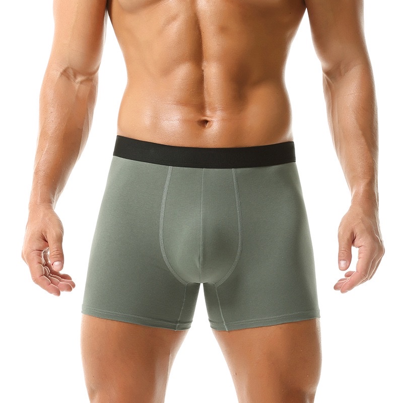 Men's long straight-leg underwear solid color mid-length sports four-corner pants anti-leg friction breathable men's underwear wholesale OEM men's underwear Men's underwear details Picture