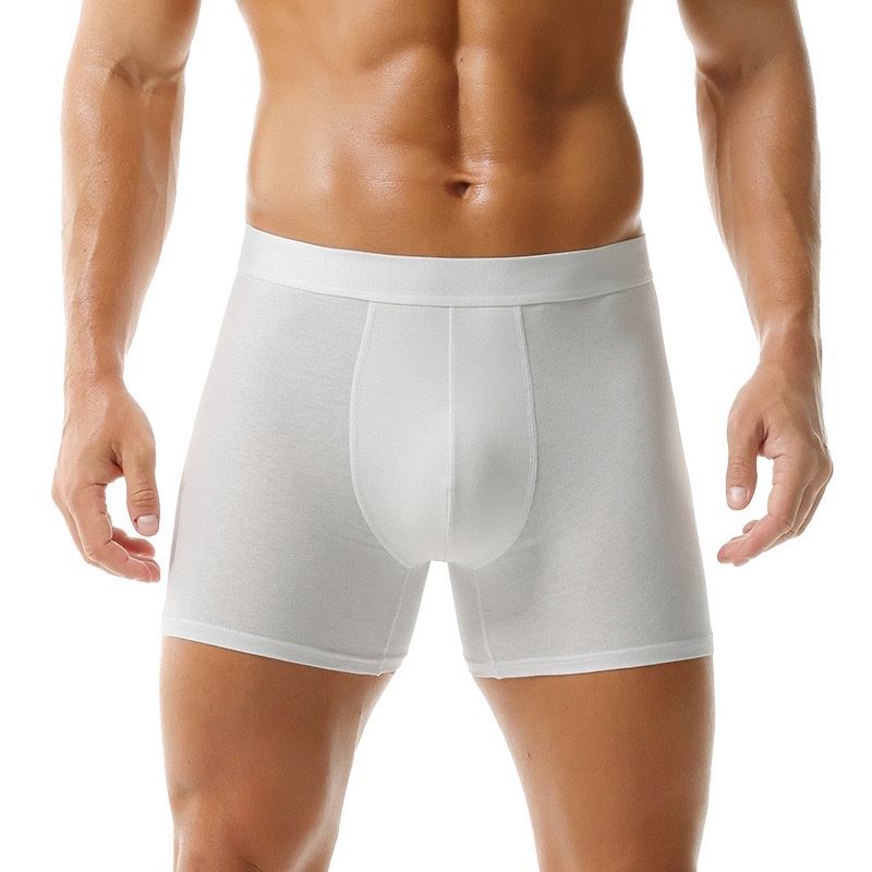 Men's long straight-leg underwear solid color mid-length sports four-corner pants anti-leg friction breathable men's underwear wholesale OEM men's underwear Men's underwear Application Scenario