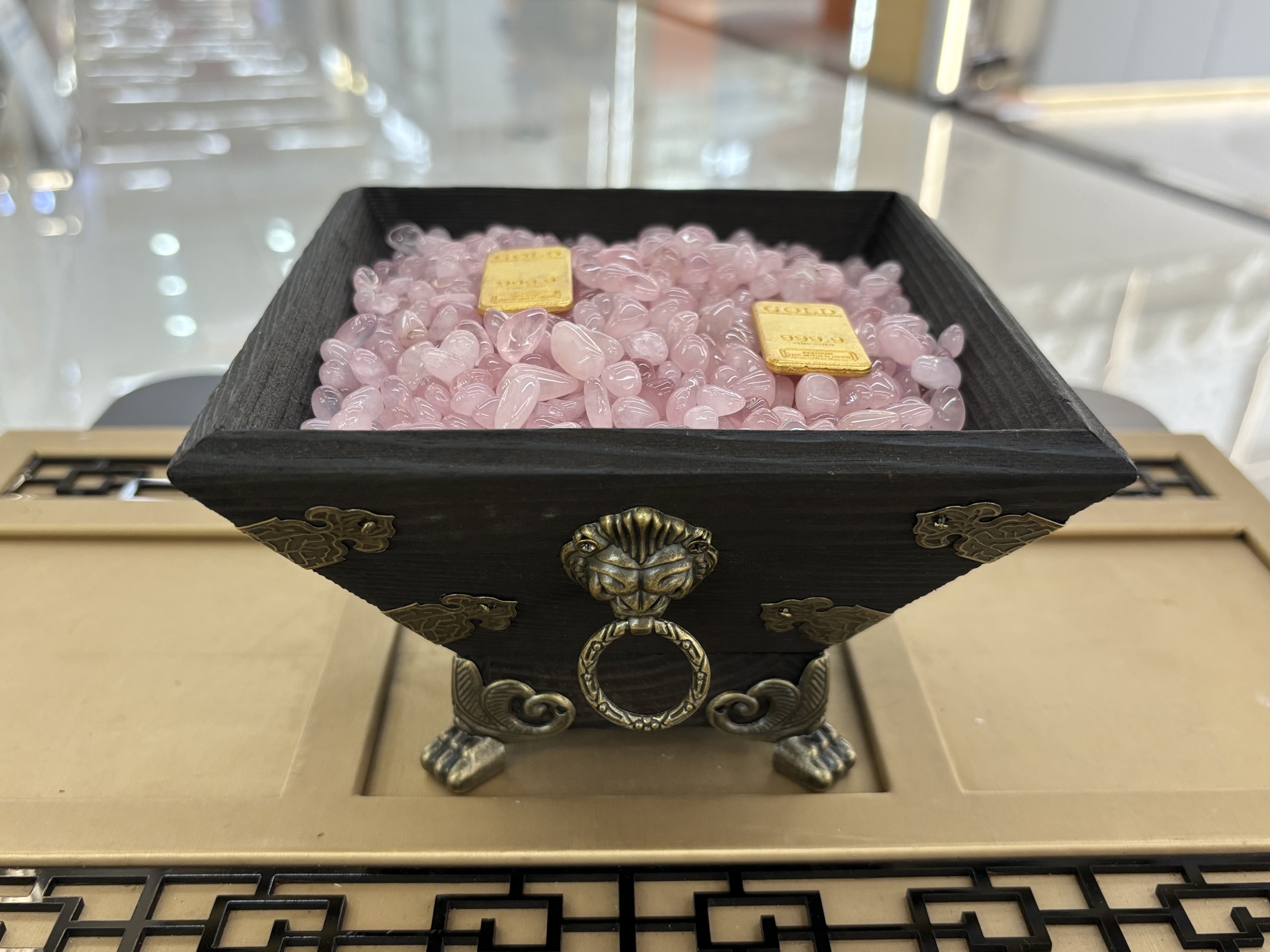 Polvo de cristal fortuna fortuna fortuna cubo de arroz succión de oro cuenco oficina escritorio de trabajo hogar basalto poner artículos bafang para el dinero regalo -42