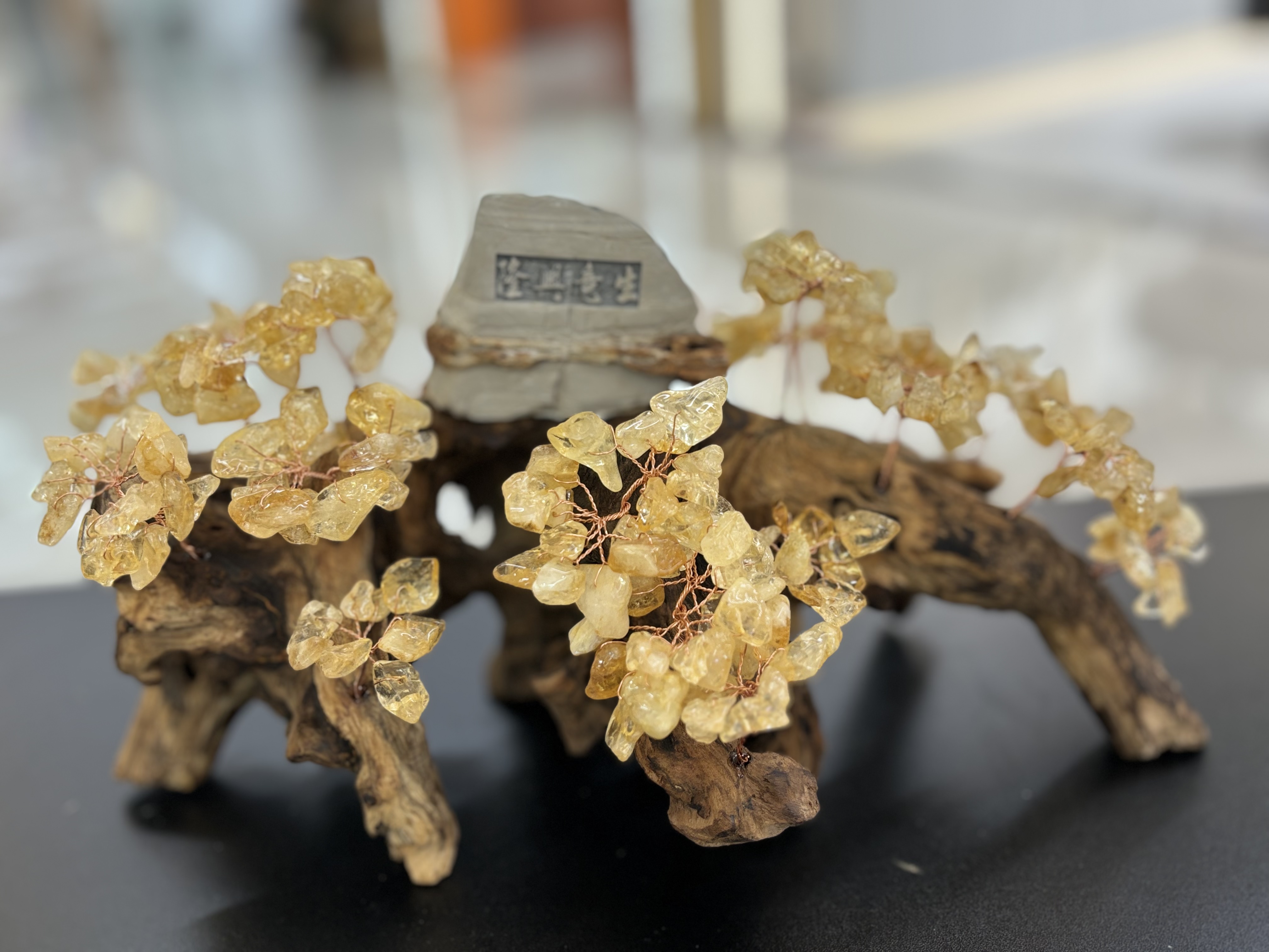 Natural topázio árbol exhibidor casa sala de estar puerta de entrada de la empresa hacer dinero sacudiendo el dinero casa de la ciudad inauguración de la casa regalos -49 detail image 4