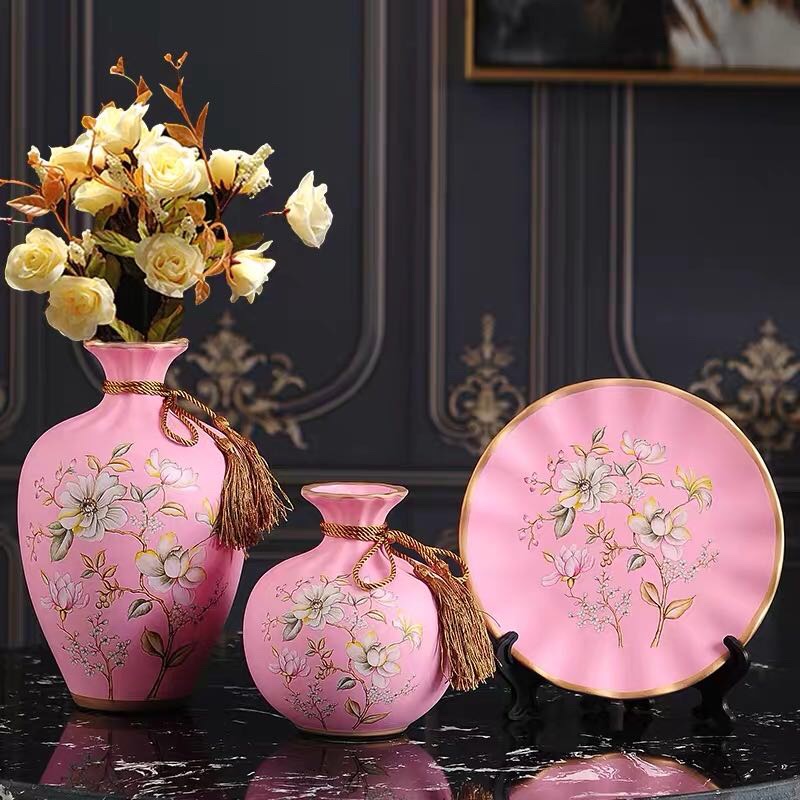 Yiwu quality good goods ceramic vase set of three pieces suitable for hotel or home counter decoration and dried flowers