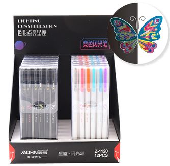 Yiwu Selection morning, Japan and South Korea stationery creative neutral pen color changing flash pen 12 constellation student painting pen thumbnail