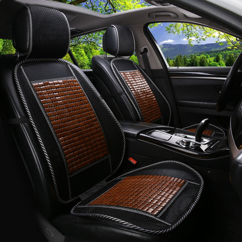 夏天竹片透气汽车坐垫单片网边白底实物图