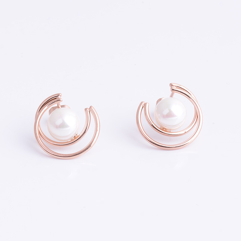 18k gold rose stud gold plated titanium steel female style fadeless jewelryTitanium steel stud earringsIt's Item Picture