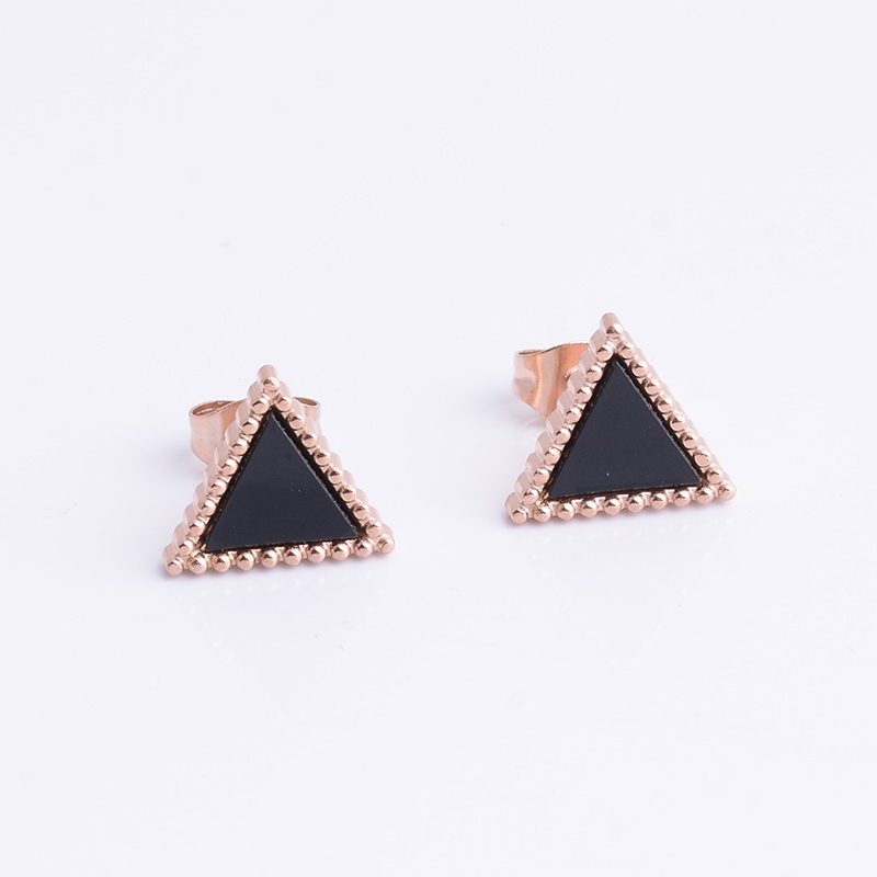 18k gold rose stud gold plated titanium steel female style fadeless jewelryTitanium steel stud earringsIt's undefined