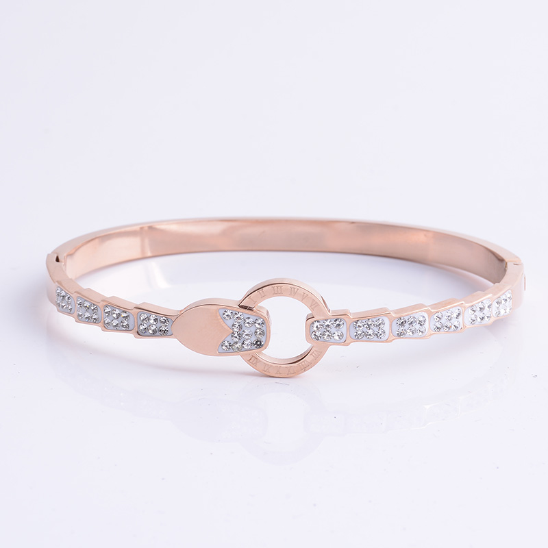 Titanium steel 18K rose gold bracelet for women with fadeless jewelry titanium steel bracelet details Picture