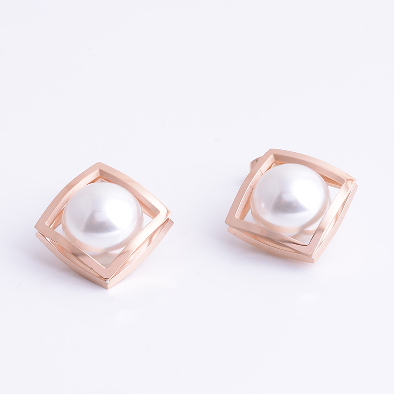 18k gold rose stud gold plated titanium steel female style fadeless jewelryTitanium steel stud earringsIt's Specification drawing