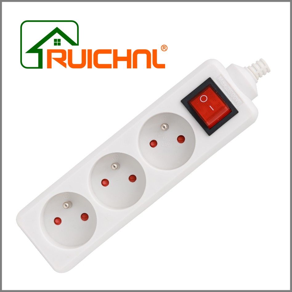 欧式拖线板 3孔法式插板  带开关插座  CE认证 品质保证