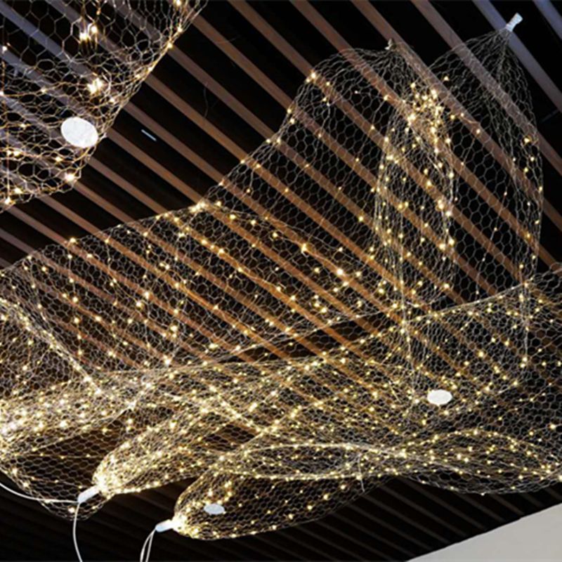 义乌好货新品婚礼舞台百变造型网 挂饰婚庆道具吊顶装饰布置带灯铁丝网格产品图