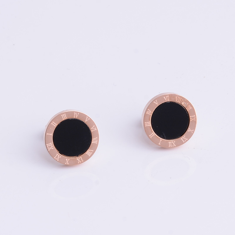 18k gold rose stud gold plated titanium steel female style fadeless jewelryTitanium steel stud earringsIt's undefined