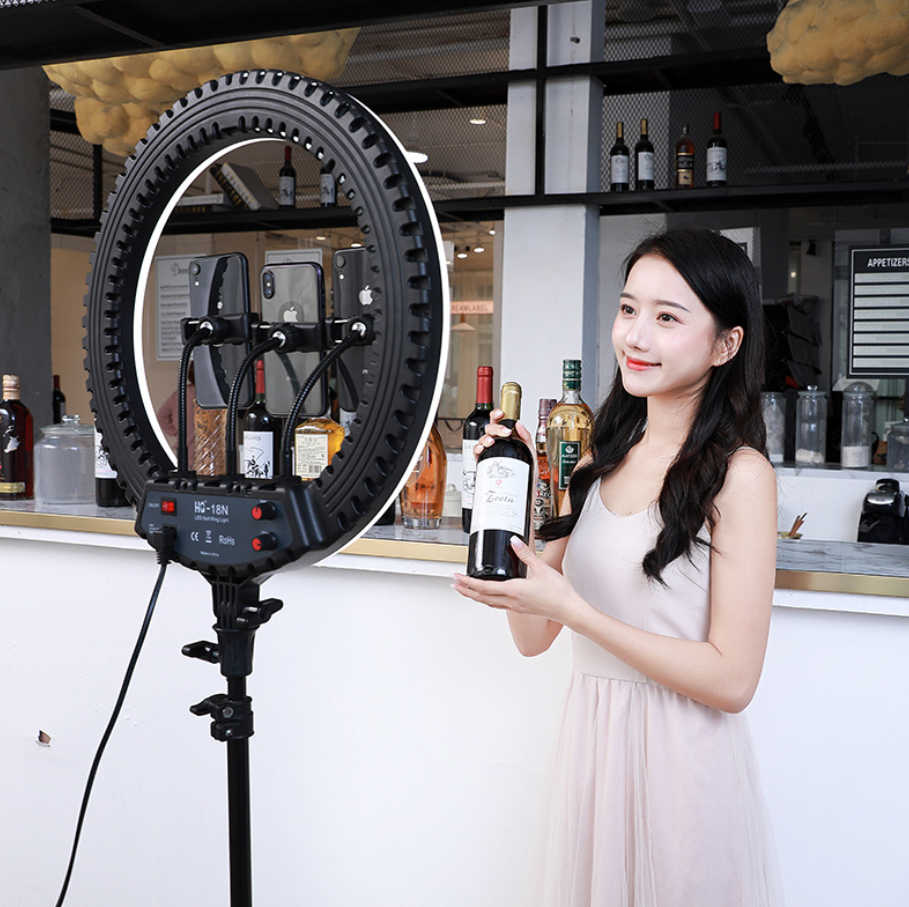 三机位led45cm直播灯抖音自拍补光灯主播美颜灯摄影环形灯打光灯产品图