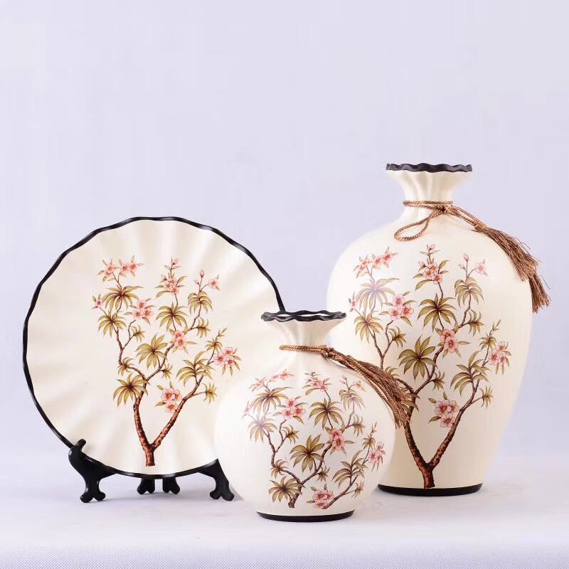 Yiwu fine goods ceramic vase three sets of handicrafts decoration hotel home cabinet office decoration flower arrangement