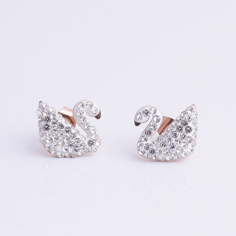 18k gold rose stud gold plated titanium steel female style fadeless jewelryTitanium steel stud earringsIt's undefined