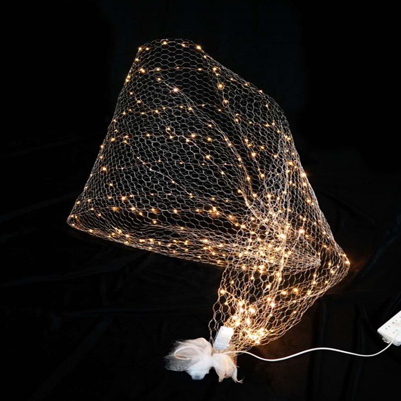 义乌好货新品婚礼舞台百变造型网 挂饰婚庆道具吊顶装饰布置带灯铁丝网格细节图