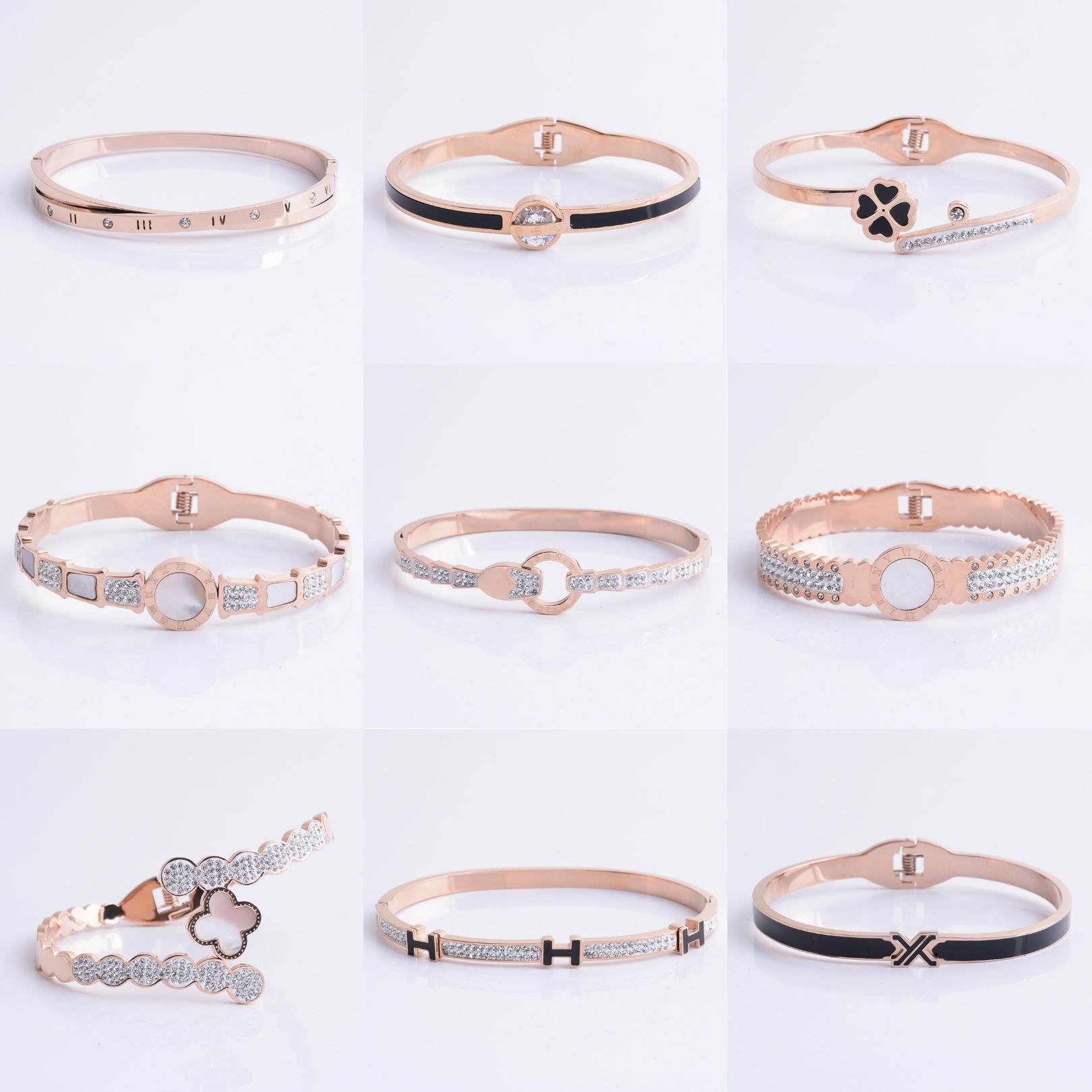 Titanium steel 18K rose gold bracelet for women with fadeless jewelry titanium steel bracelet full figure