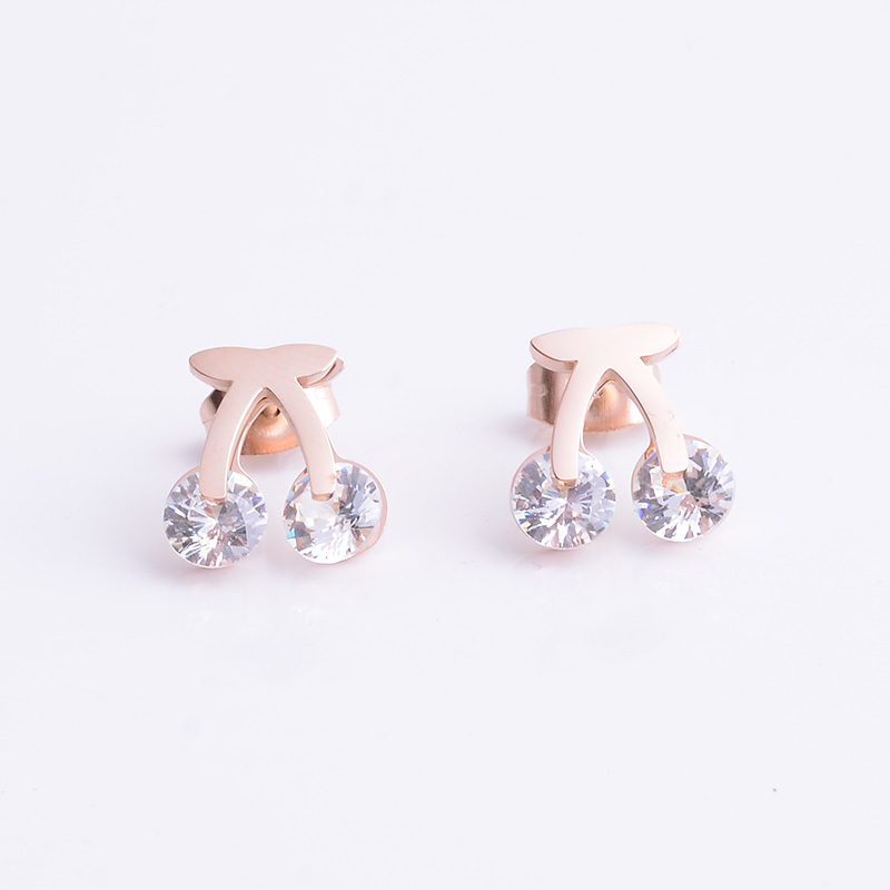 18k gold rose stud gold plated titanium steel female style fadeless jewelryTitanium steel stud earringsIt's Application Scenario