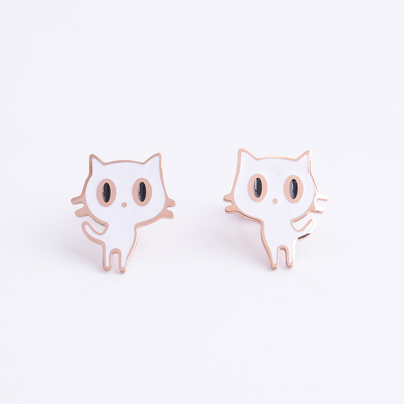 18k gold rose stud gold plated titanium steel female style fadeless jewelryTitanium steel stud earringsIt's details Picture