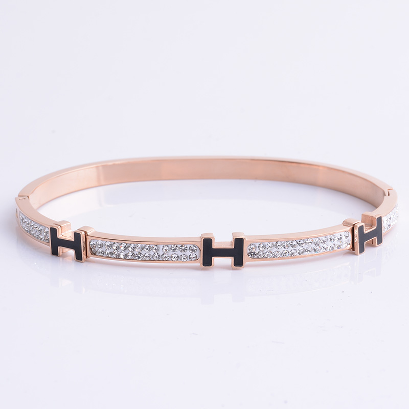 Titanium steel 18K rose gold bracelet for women with fadeless jewelry titanium steel bracelet undefined