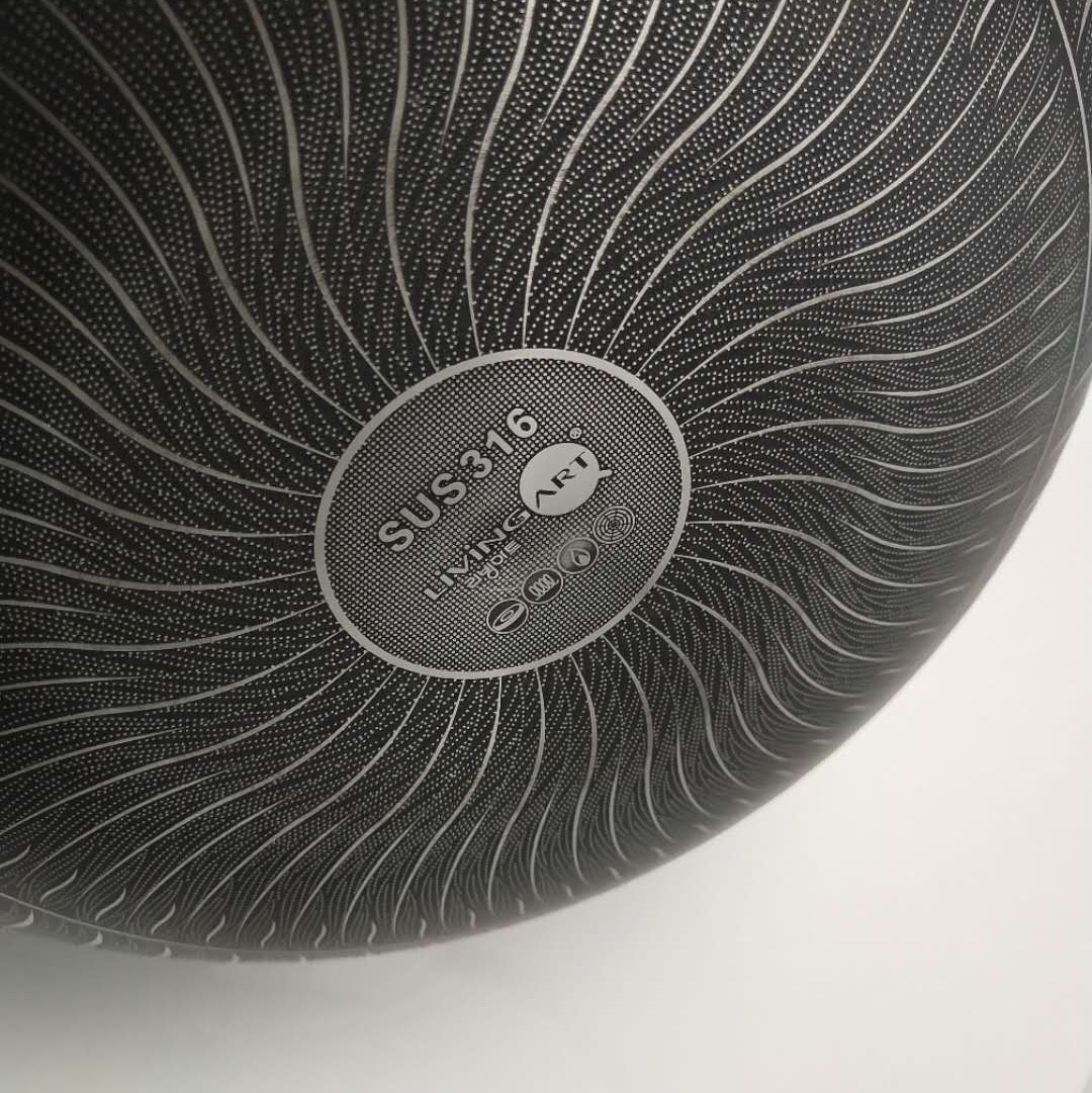livingart炒锅316双面屏蜂窝不锈钢不粘锅家用电磁炉燃气灶适用白底实物图