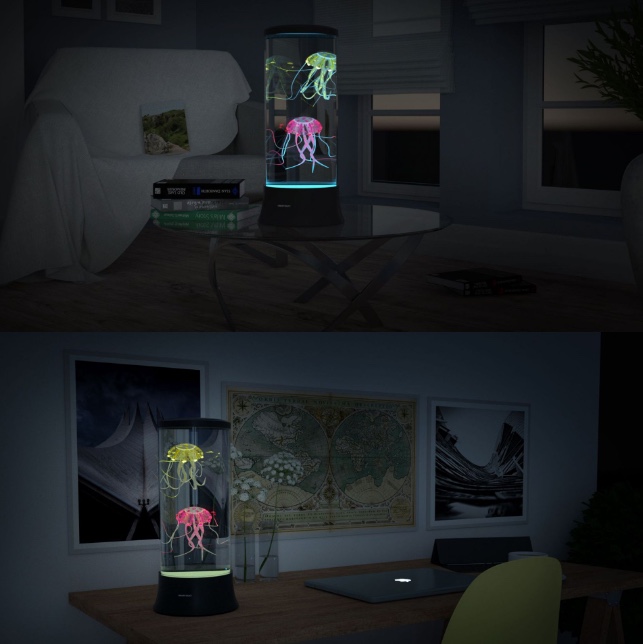 Yiwu good goods new large LED desktop simulation cylindrical jellyfish light colorful color-changing mini jellyfish romantic atmosphere night light thumbnail