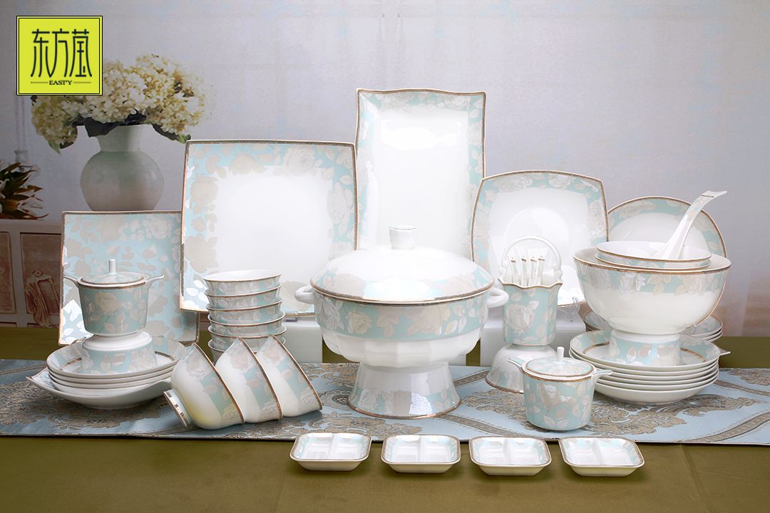 Yiwu Quality Dongfangying Bone China Tableware, high-end ceramic dinner plate set