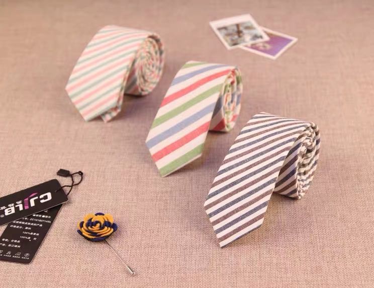 Business striped tie, casual 6CM, versatile knot for wedding details Picture