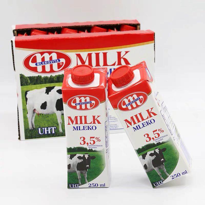 波兰原瓶原装进口MLEKO乐口超高温灭菌全脂牛奶250ML*12盒详情图3