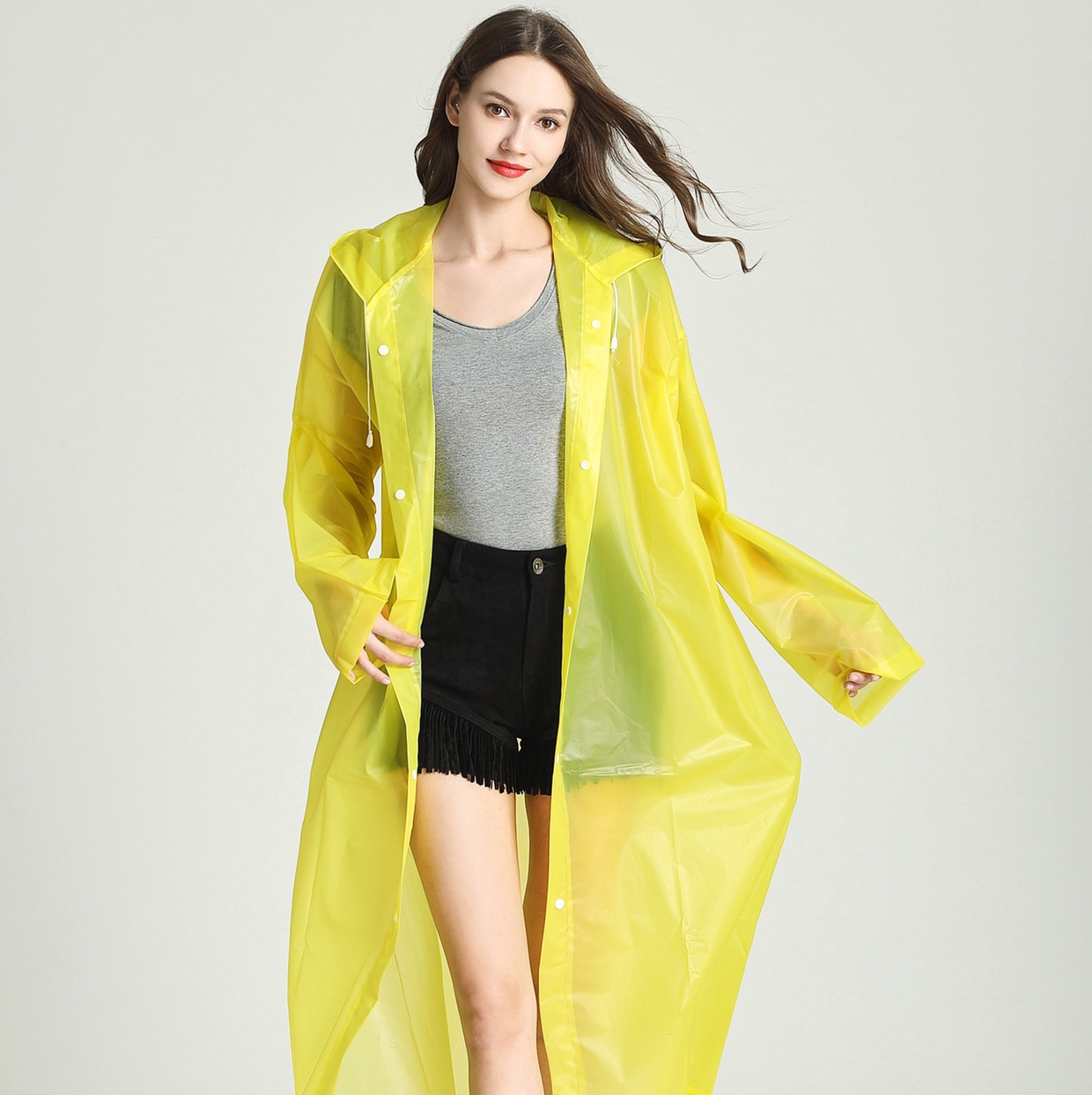 Adult outdoor hiking adult raincoat women EVA long windbreaker style raincoat non-disposable transparent raincoat rain gear Item Picture