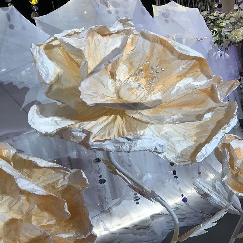 Yiwu's high-quality wedding stage decoration items, wedding window decoration props, handcrafted paper flower ornaments, artificial flower paintings, and flower path guides details Picture