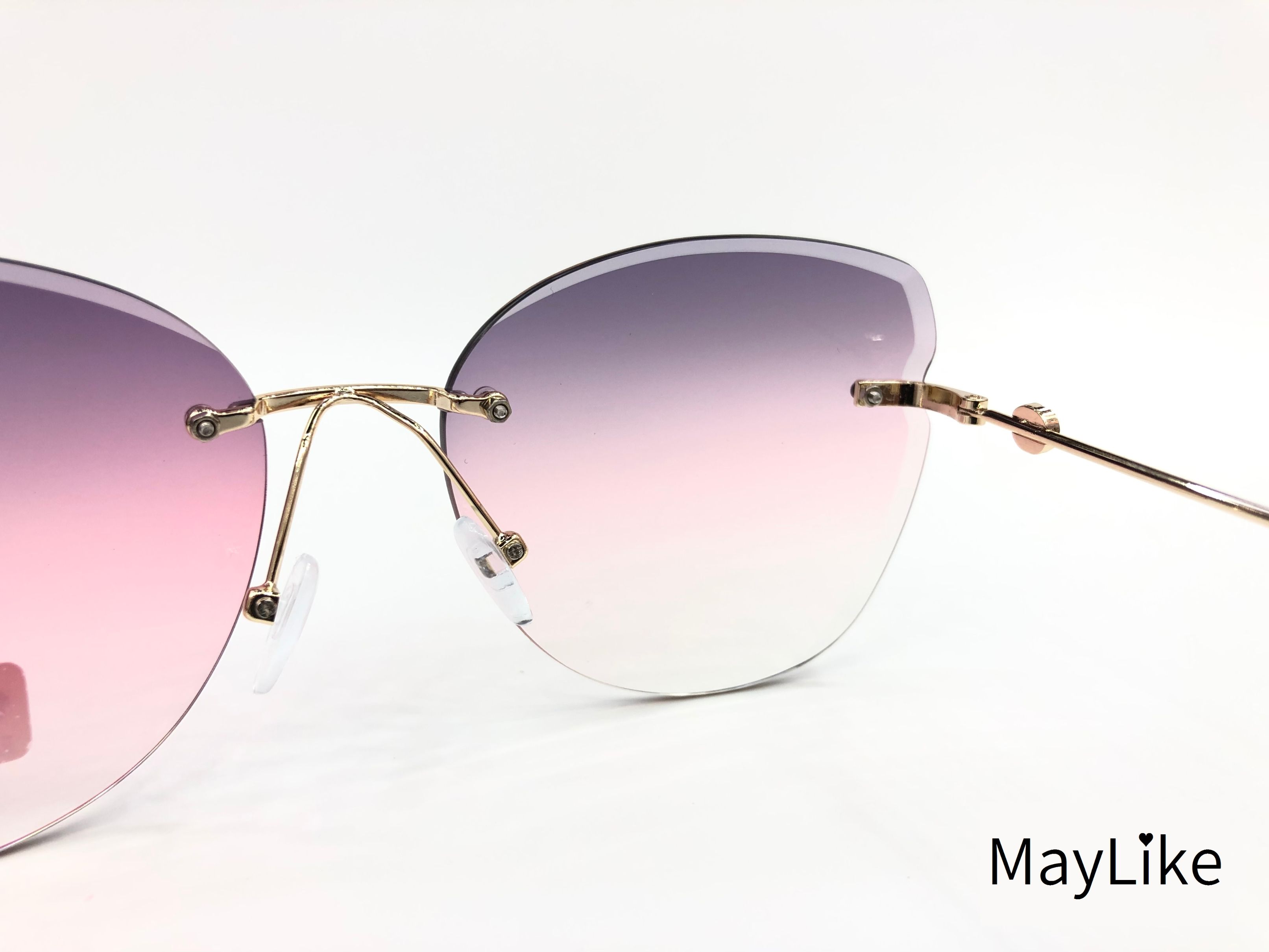 22837-627 女款 钻石切边 无框海洋片 UV400 太阳镜 批发详情图5